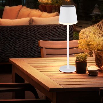 Globo LED Solarleuchte, LED-Leuchtmittel fest verbaut, Warmweiß, Solarleuchte LED Tischlampe Außenleuchte Gartenleuchte Metall Weiß