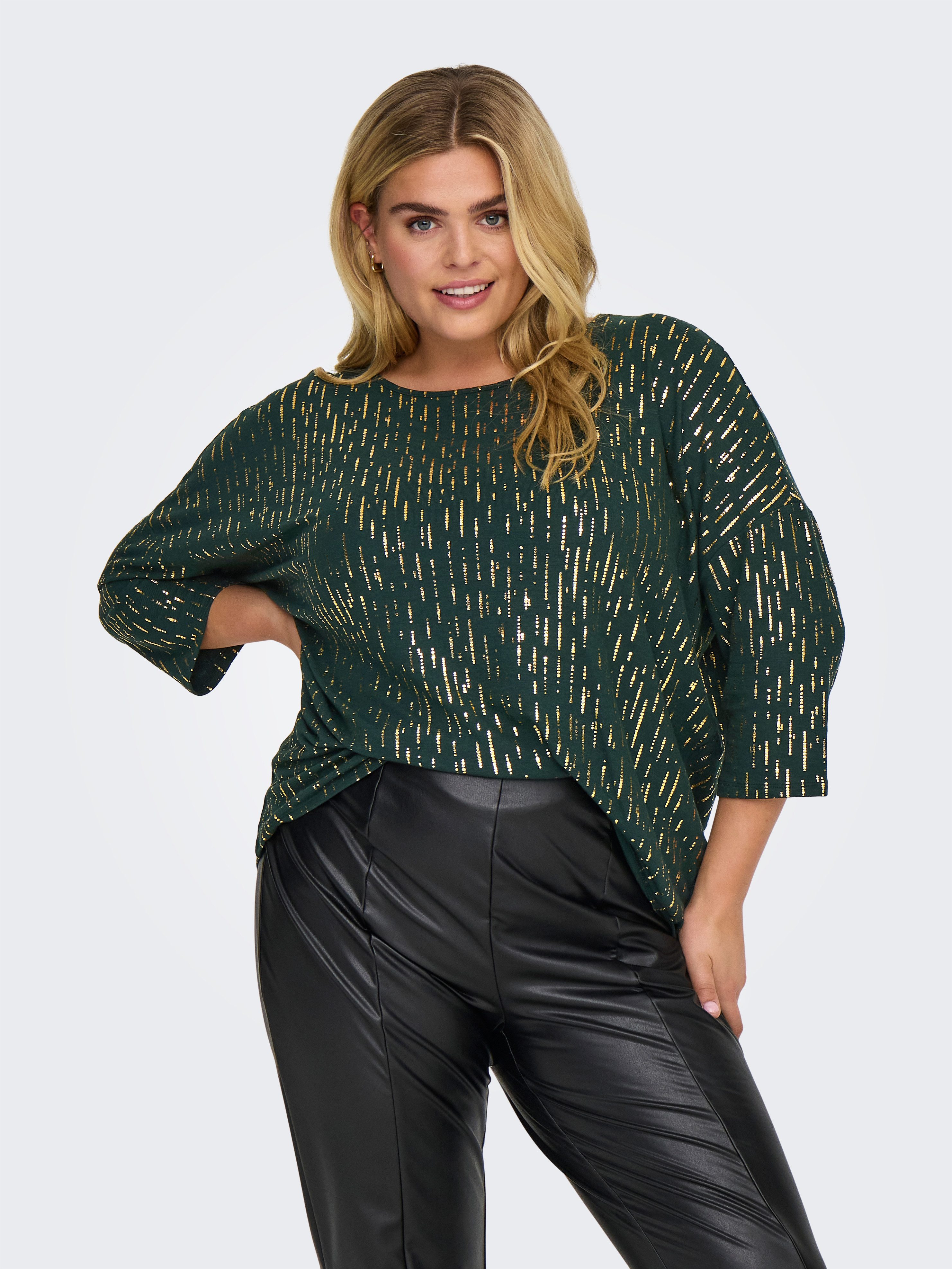 ONLY CARMAKOMA Rundhalsshirt CARFOILA 3/4 O-NECK günstig online kaufen