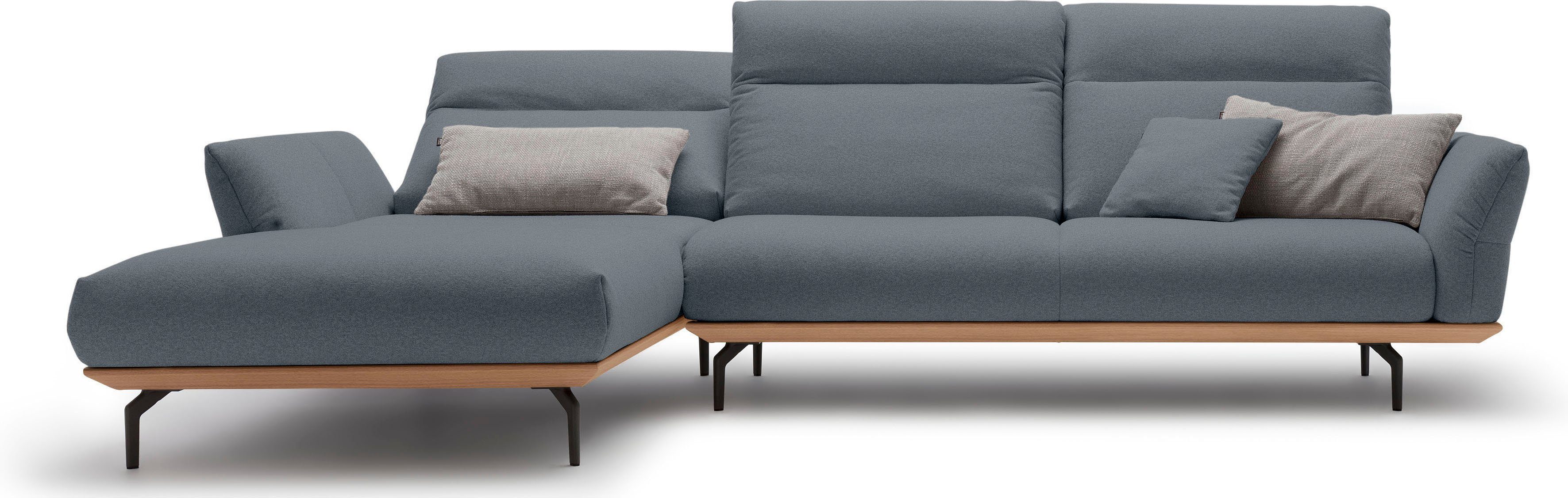 hülsta sofa Ecksofa hs.460, Sockel in Eiche, Winkelfüße in Umbragrau, Breite 318 cm | Ecksofas