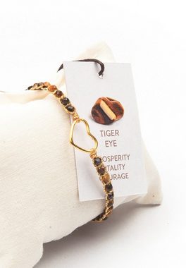 SAMAPURA Armband Tigerauge Armband Herz, Gold Faden