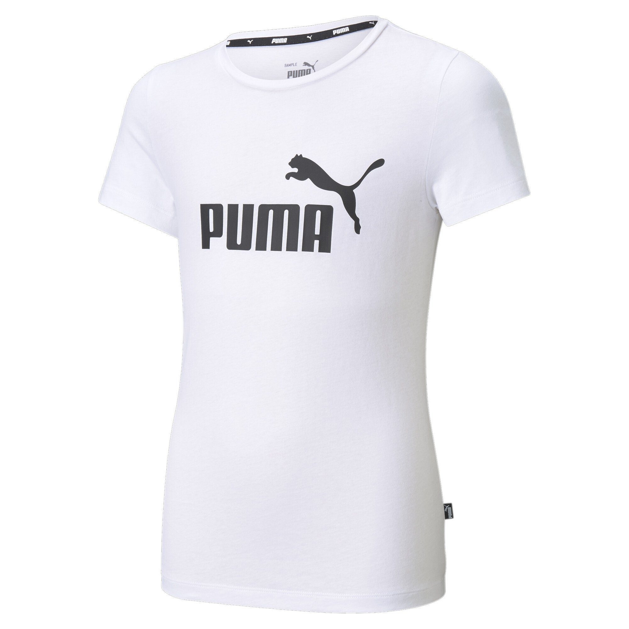 PUMA T-Shirt Essentials T-Shirt White Logo mit Mädchen