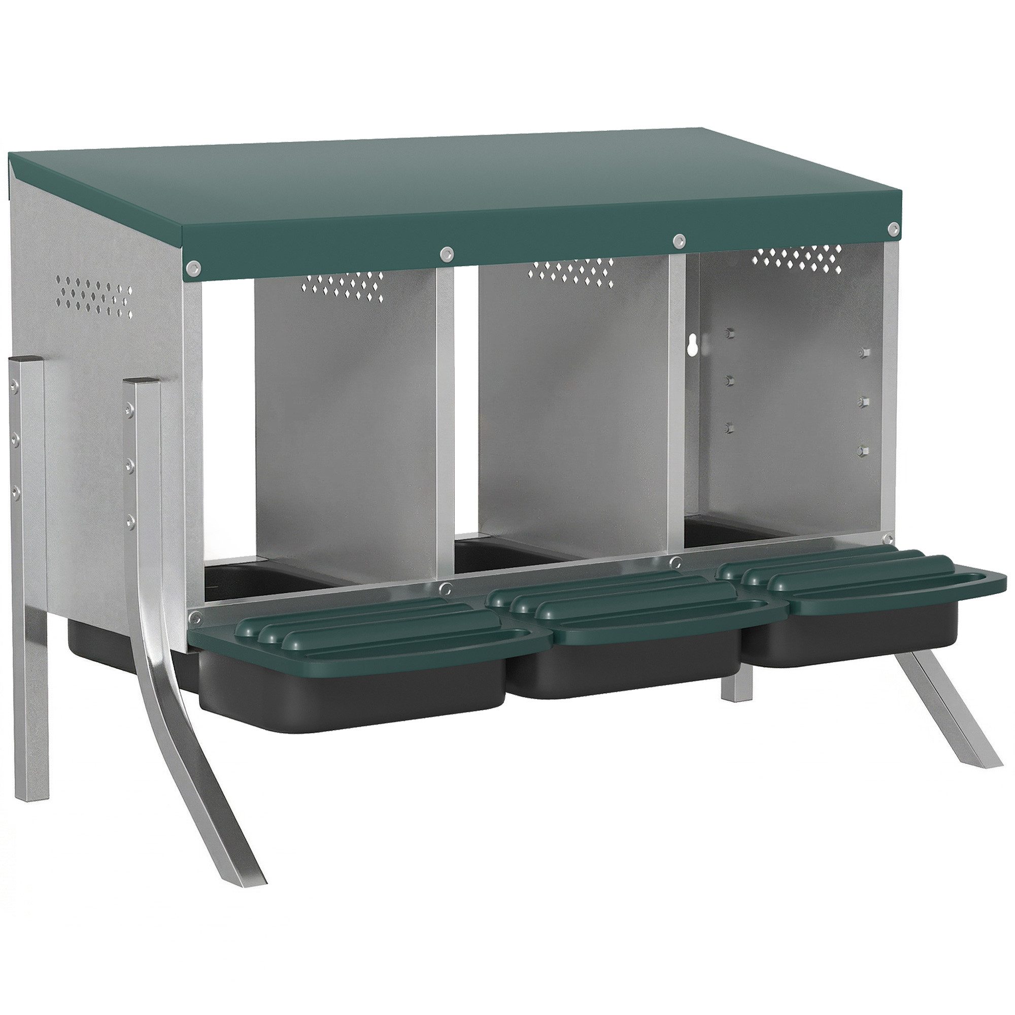 Novzep Legenest für Hühner, Abrollnest mit Belüftungslöchern, 3 Fächer, Hühnernest für 3 Hühner, 84 x 55 x 61 cm