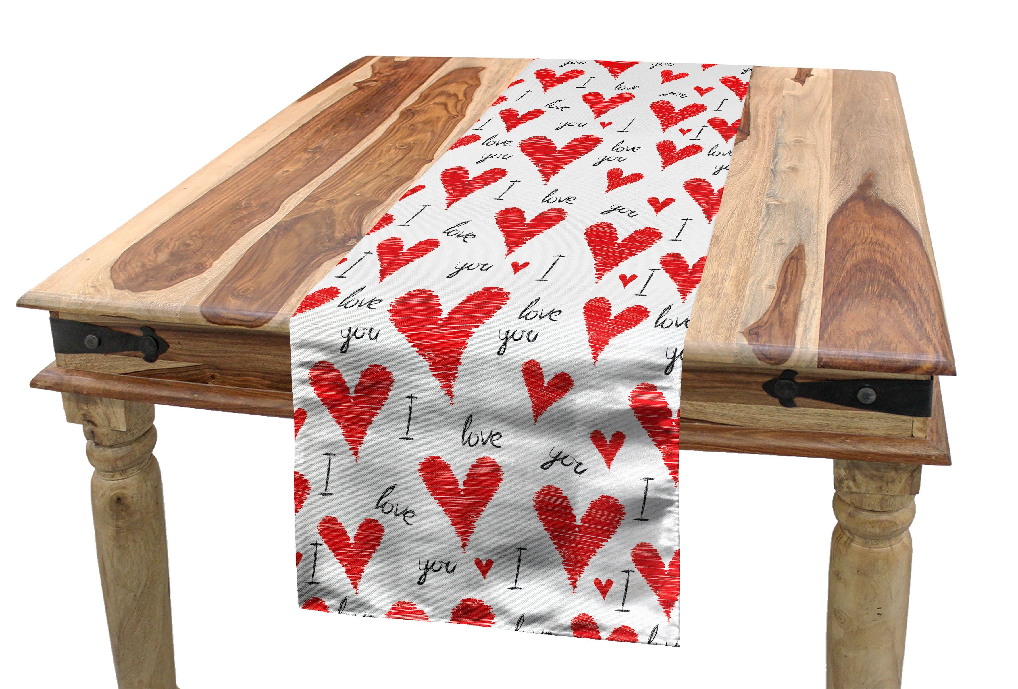 Tischläufer, Liebe Küche Handschreiben Rechteckiger Tischläufer Esszimmer Abakuhaus Dekorativer Valentines