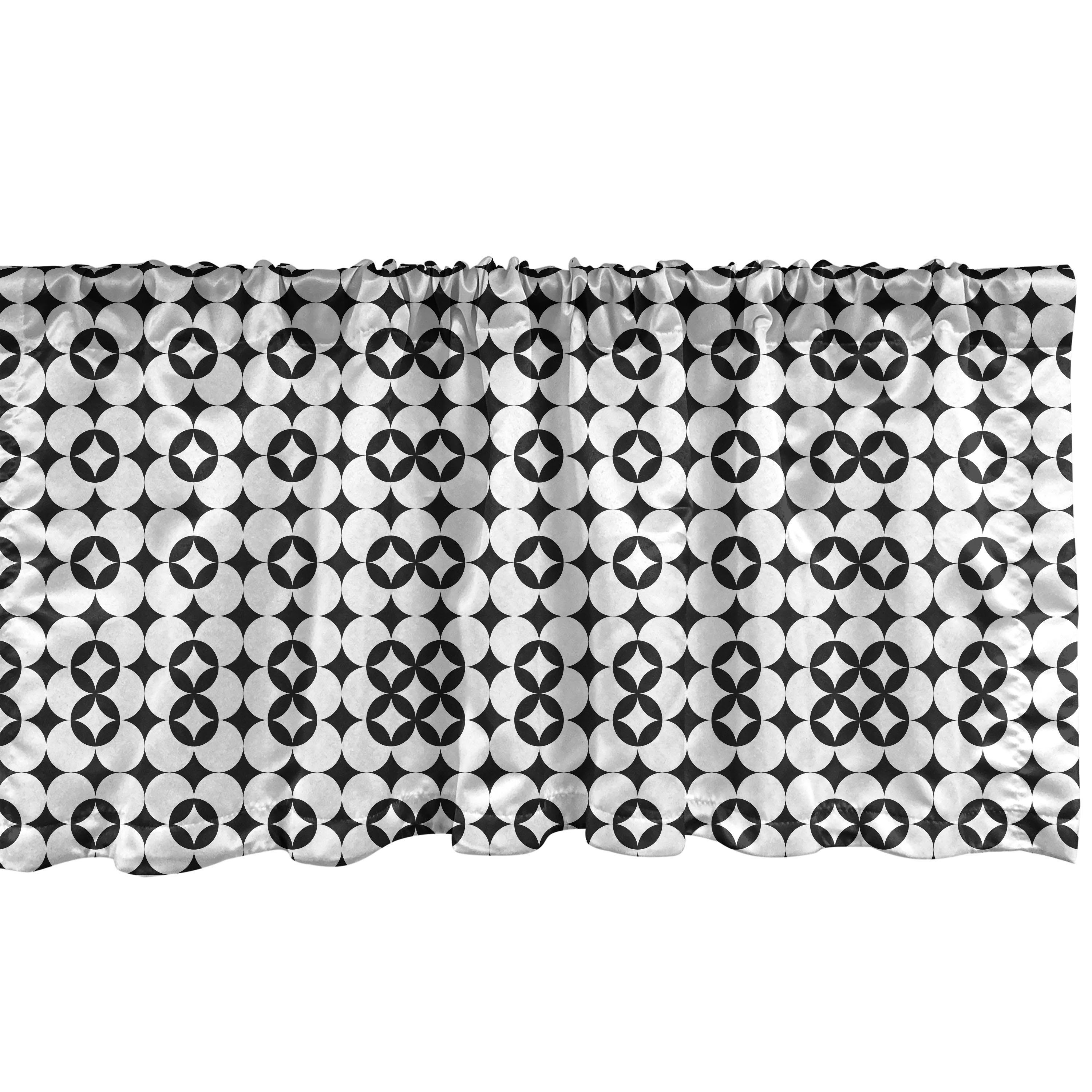Scheibengardine Vorhang Volant für Küche Schlafzimmer Dekor mit Stangentasche, Abakuhaus, Microfaser, Mosaik Monotone Geometrisches Motiv