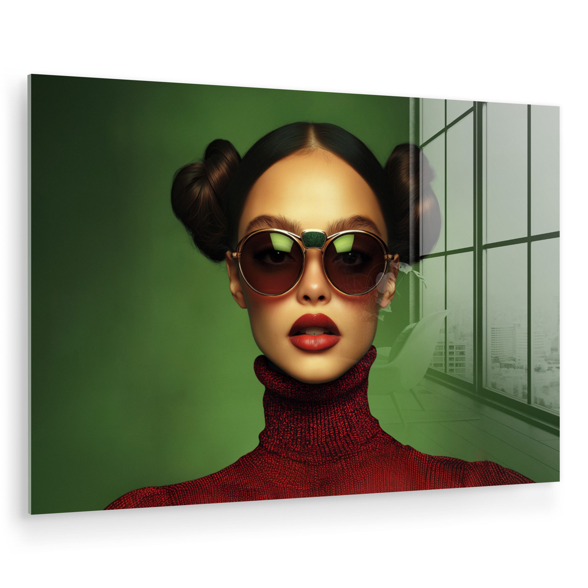 MuchoWow Acrylglasbild Frau - Grün - günstig online kaufen