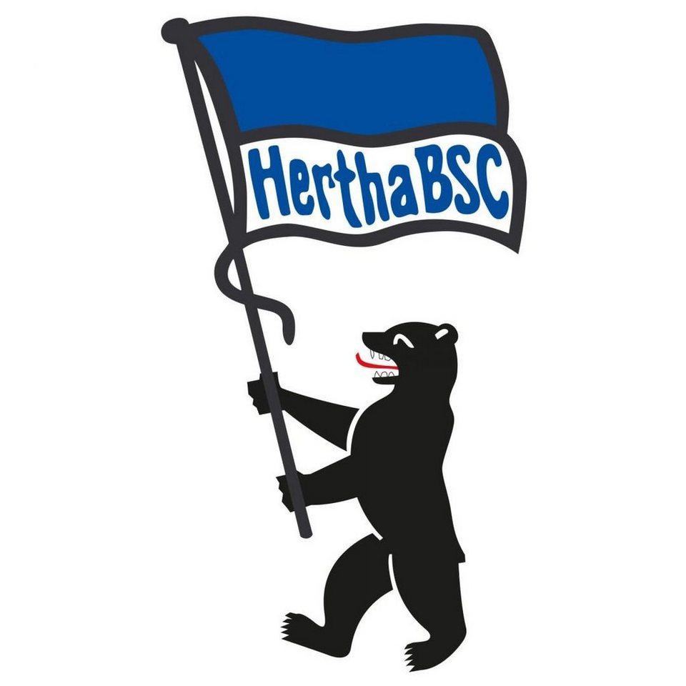 Hertha BSC Wandtattoo Fußball Wandtattoo Hertha BSC Berliner Bär trägt  Flagge Wohnzimmer Deko, Wandbild selbstklebend, entfernbar