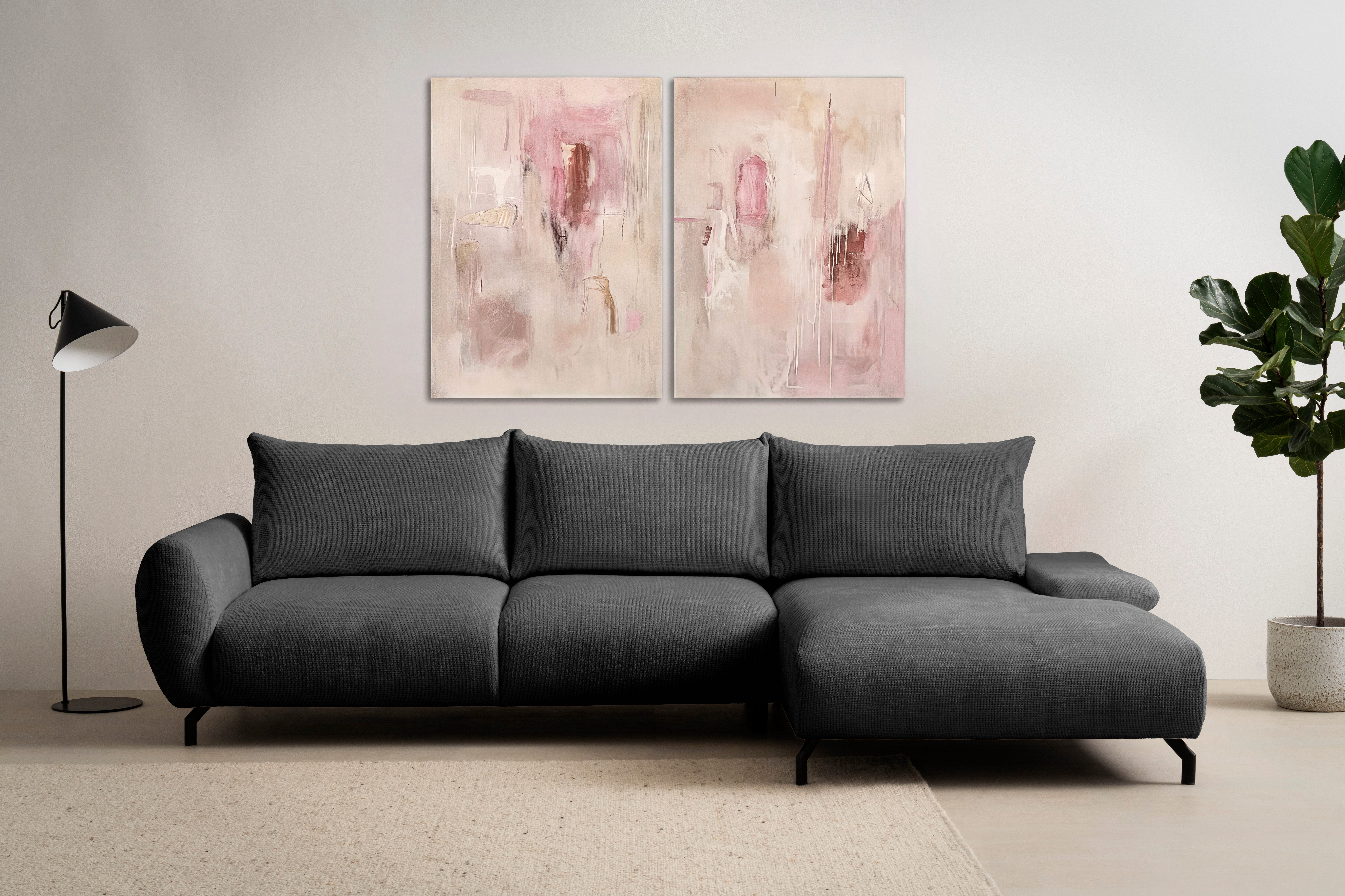 OTTO home Ecksofa KELLIE, L-Form, 315 cm, verstellbare Armlehne, Metallfüße, wahlweise Recamiere links o. rechts, Chenille-Stoff, hoher Sitzkomfort