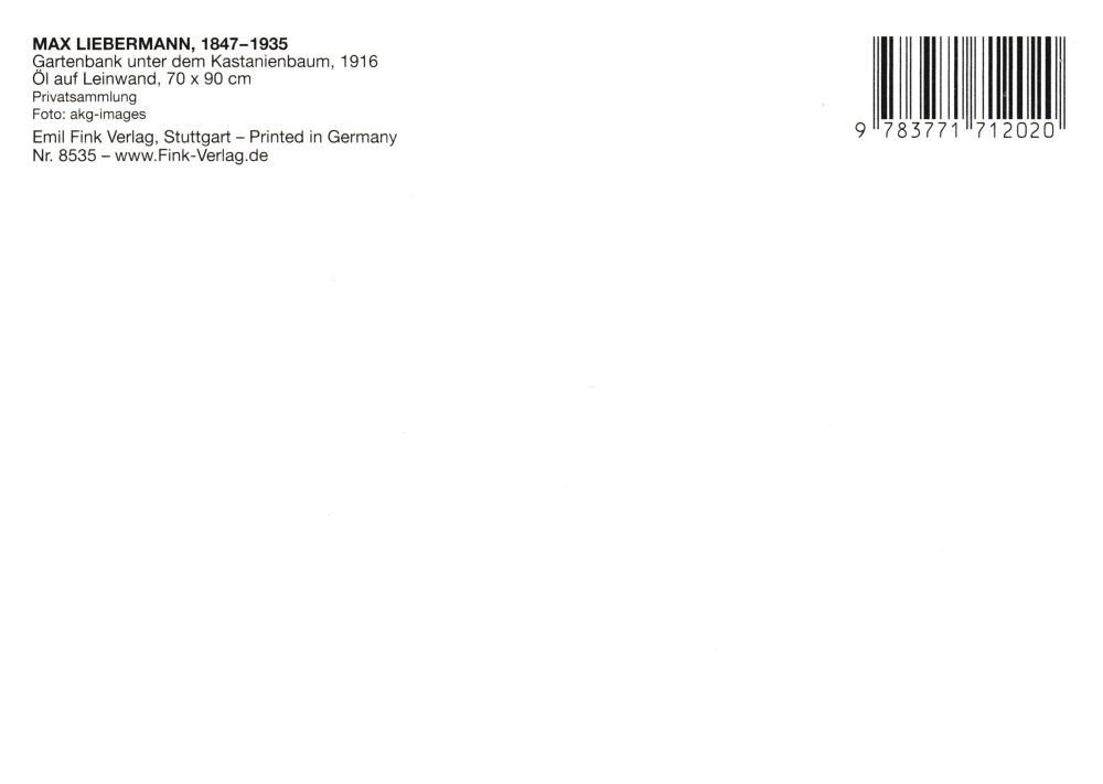Thumbnail - Postkarte Kunstkarte Max Liebermann "Gartenbank unter dem Kastanienbaum"