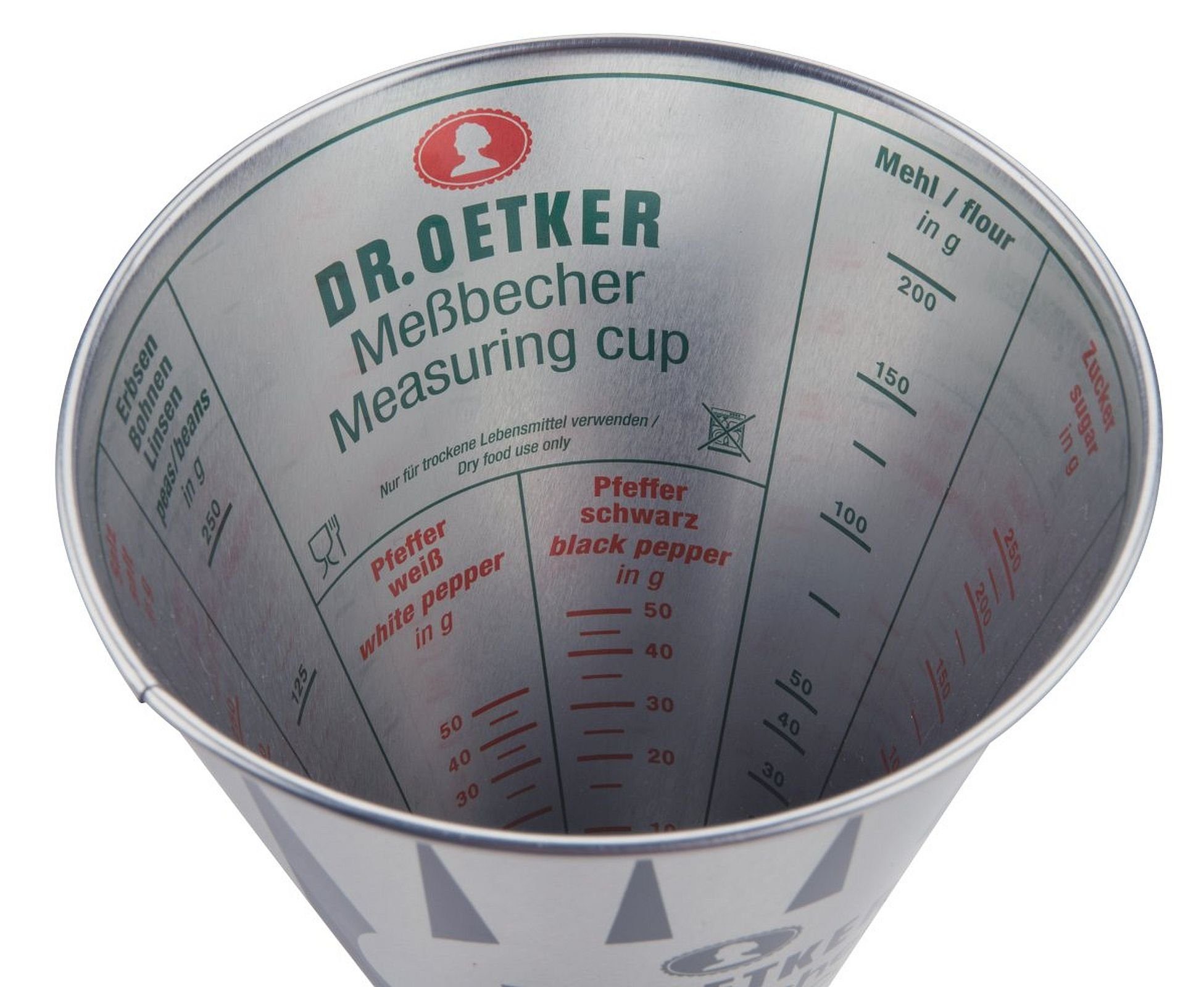 Dr. Oetker Küchenhelfer Messbecher Dr. Oetker - Messbecher Nostalgie 0,5 Liter Metall (4292) Retro