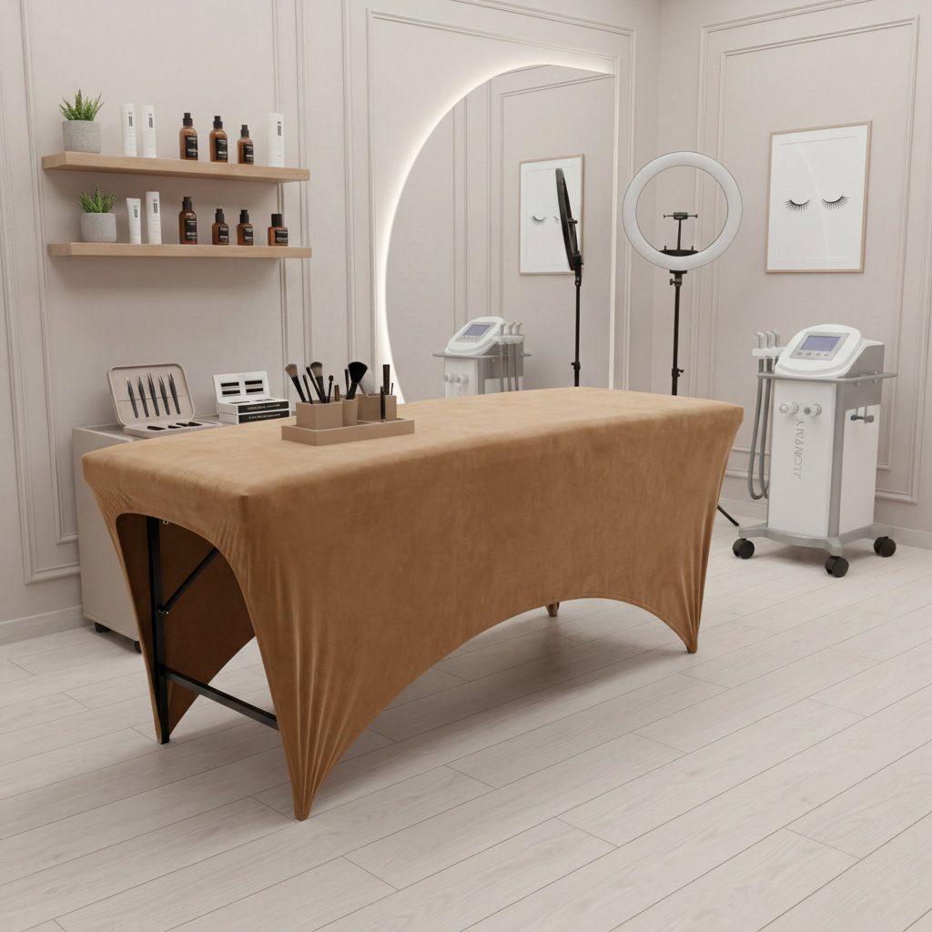 STM Company Massageliege Verlängerter Liegenbezug aus Velours für Kosmetikliege & Massageliege (Elastischer Spannbezug mit Fußaussparung), 180x60 cm/ 190x70 cm
