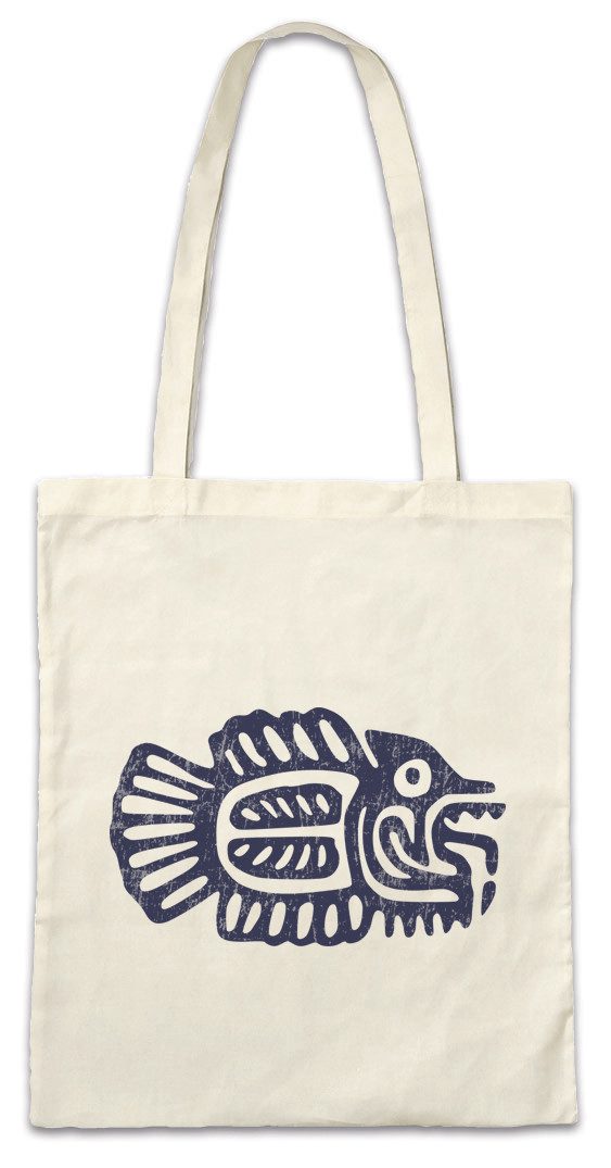 Beuteltasche Inca Fish Stofftasche Inka Maya Mayans Mayas Tattoo Atzteken