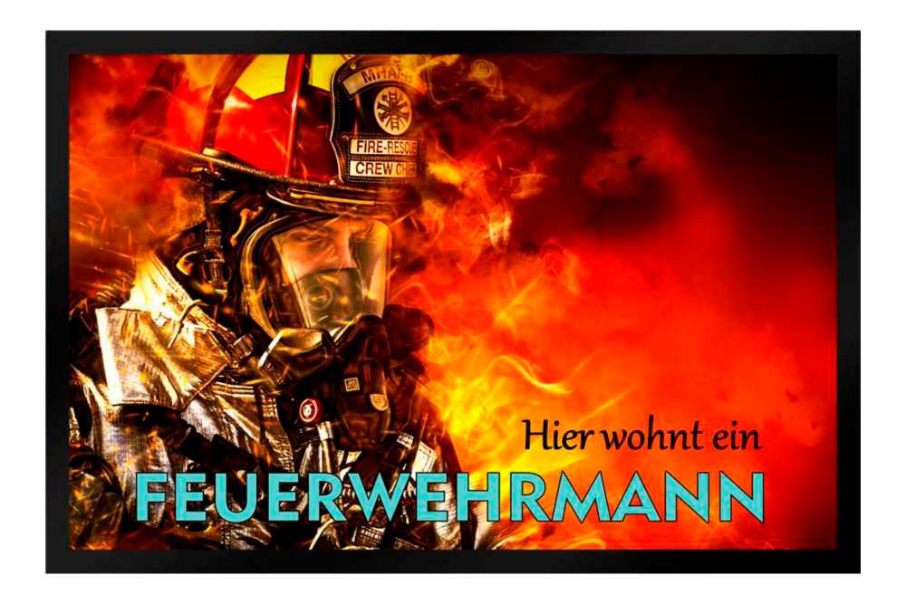Ladreas Fußmatte Schmutzfangmatte Hier wohnt ein Feuerwehrmann Feuerwehr F5 günstig online kaufen