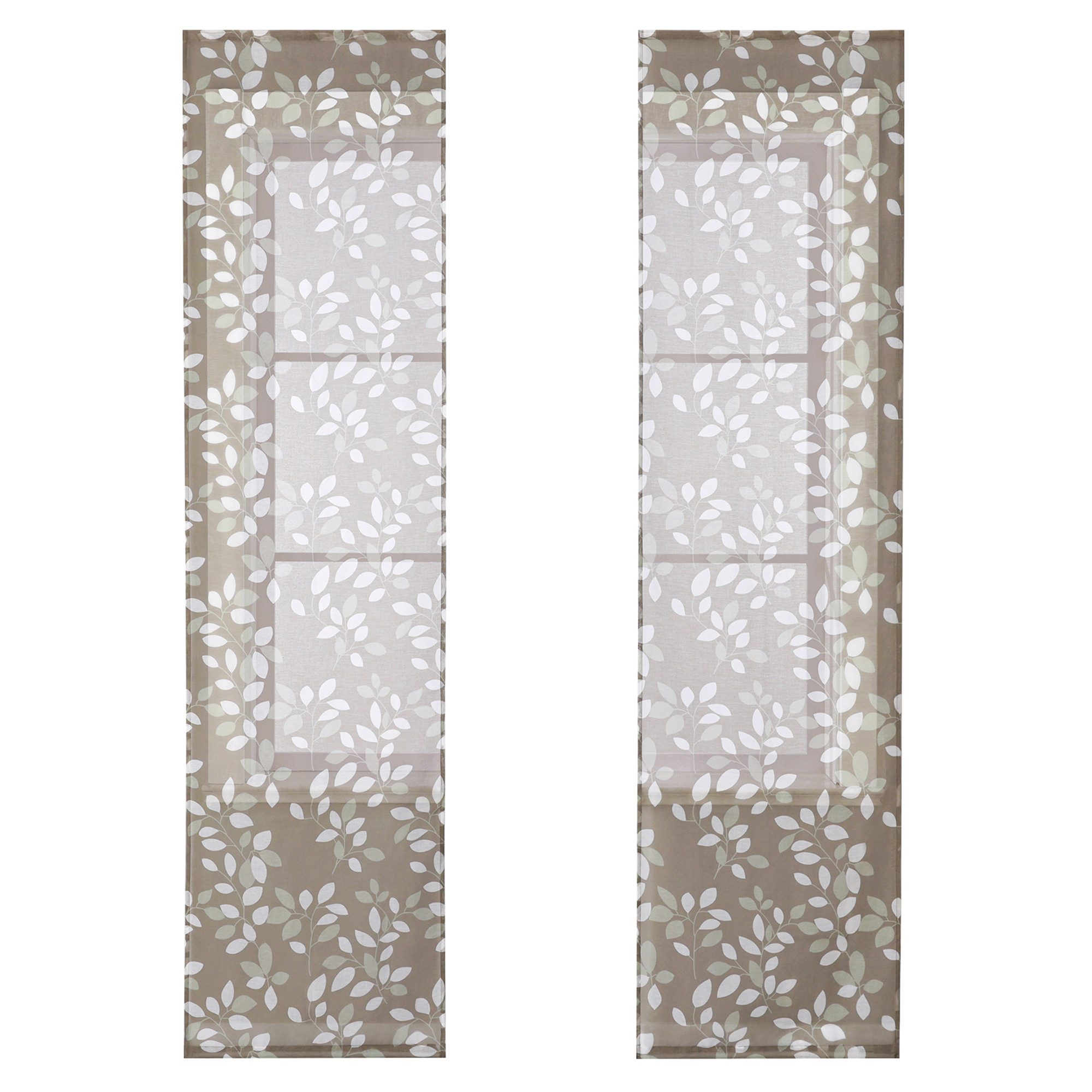 Joyswahl Schiebegardine Florales (2 St), Klettband, halbtransparent, Mikrofaserqualität, Landhausstil Fertiggardine, mit Befestigungsyubehör, Blatt