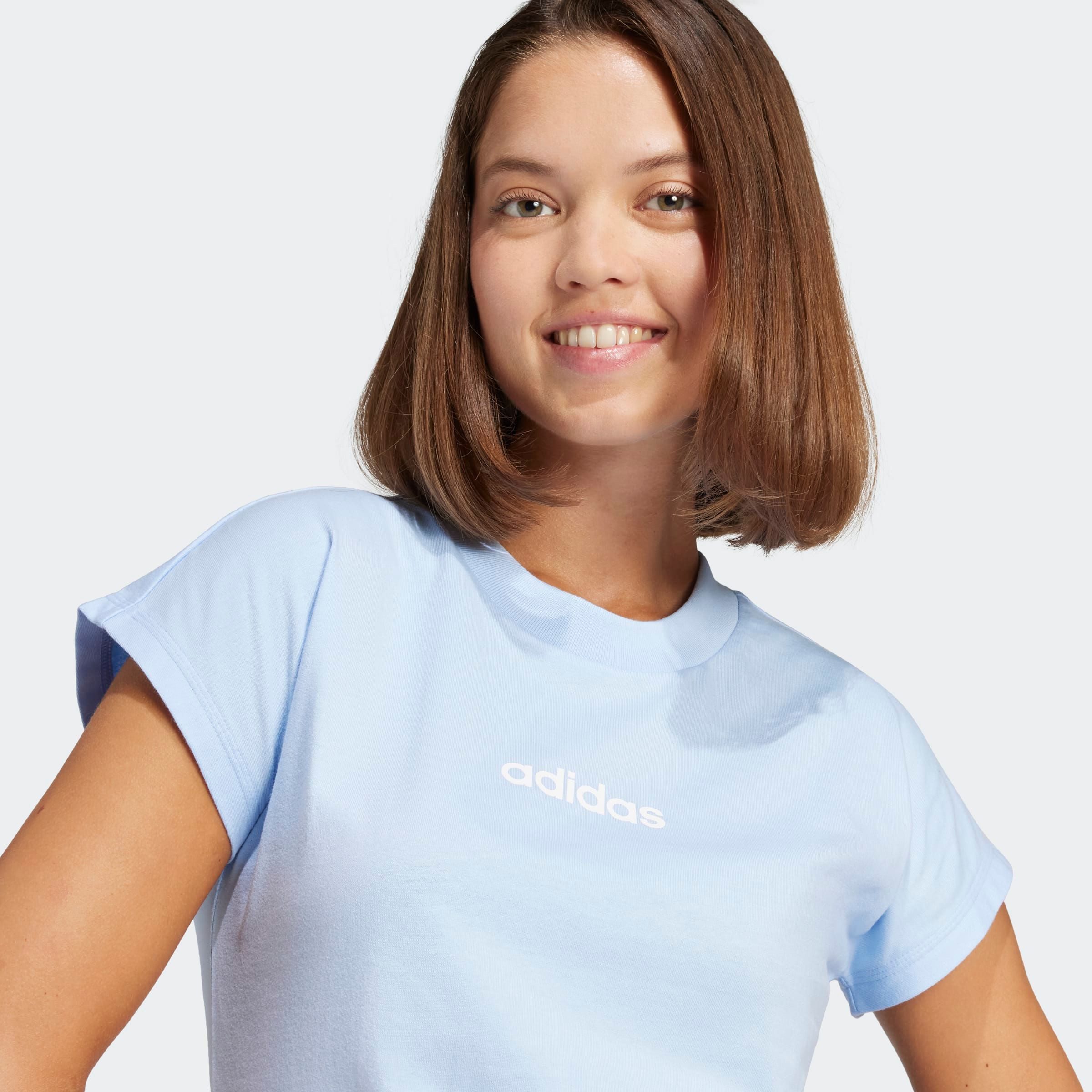 adidas Sportswear T-Shirt ESSENTIALS LINEAR COTTON sportlicher Stil, Kurzarm, ohne Verschluss, aus Baumwolle