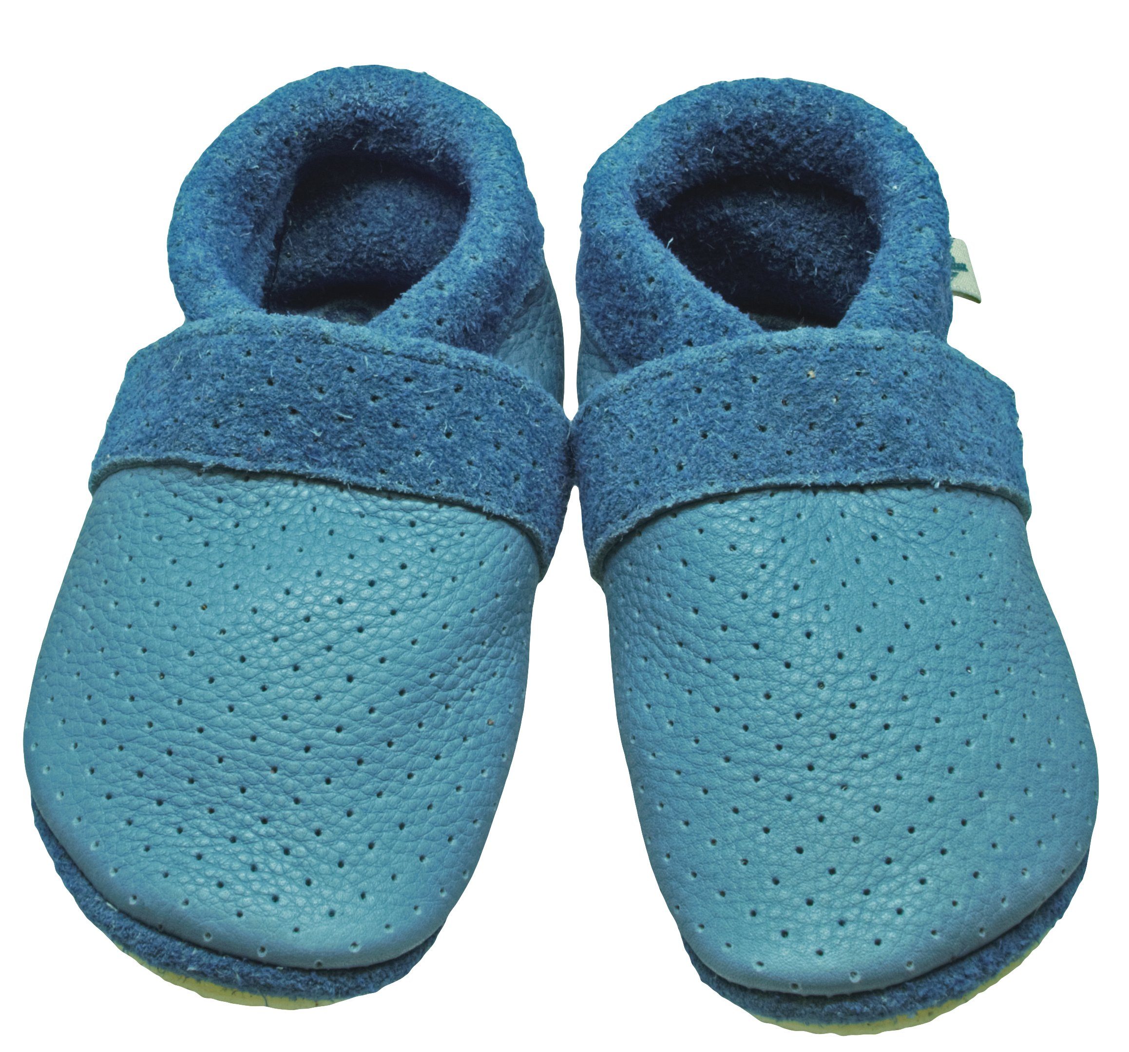 Pantolinos Пинетки  Pantolinos Sommer Hausschuhe Ökoleder Türkis Krabbelschuh