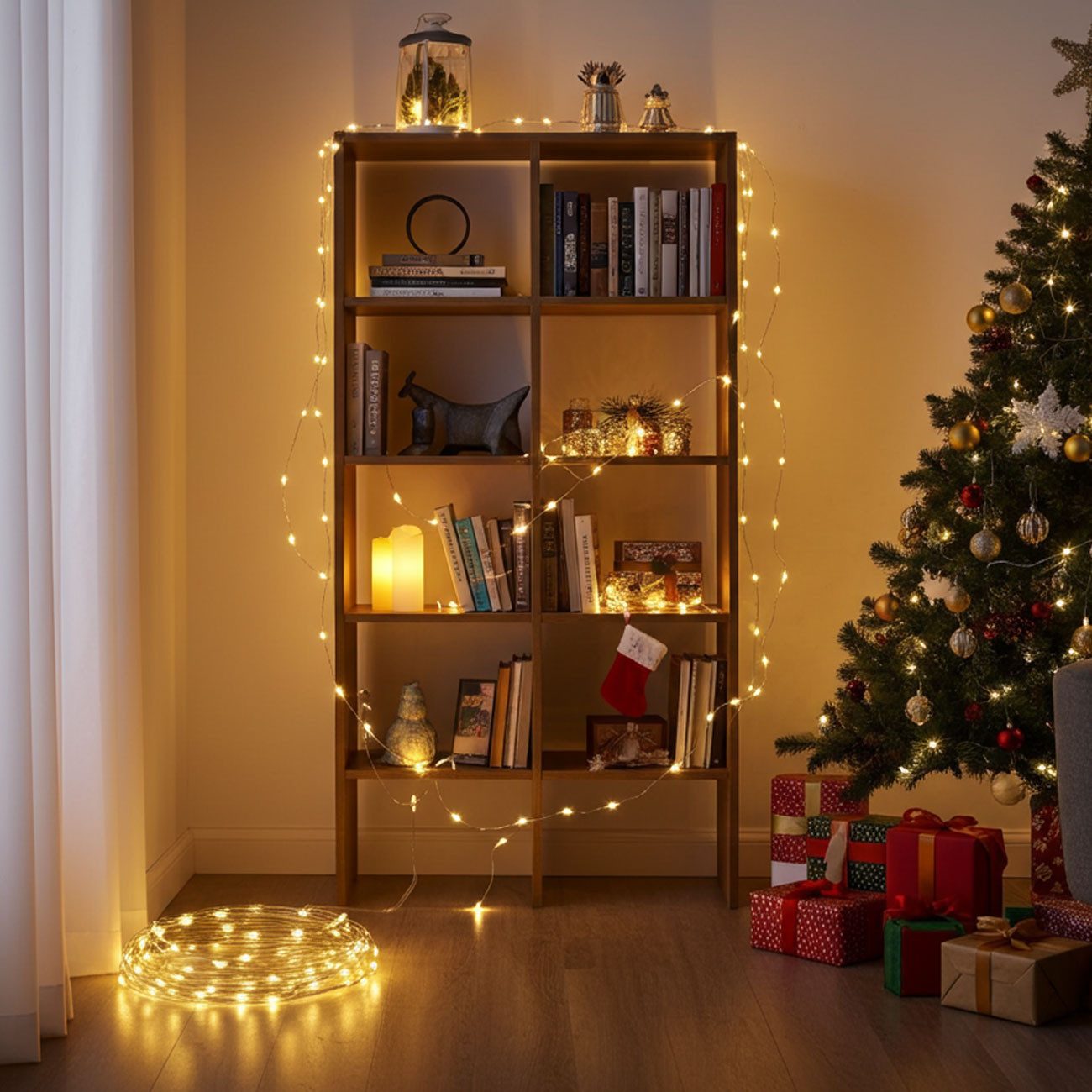 Casativo LED-Lichterkette LED-Micro-Lichterkette 5m 100 warmweiße LEDs Batteriebetrieb Deko, 5m Lichterdraht: 100 warmweiße Micro-LEDs, flexibel, dekorativ