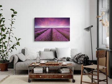 Sinus Art Leinwandbild 120x80cm Wandbild auf Leinwand Lavendelfeld Lavendel Lila Violett Hori, (1 St)