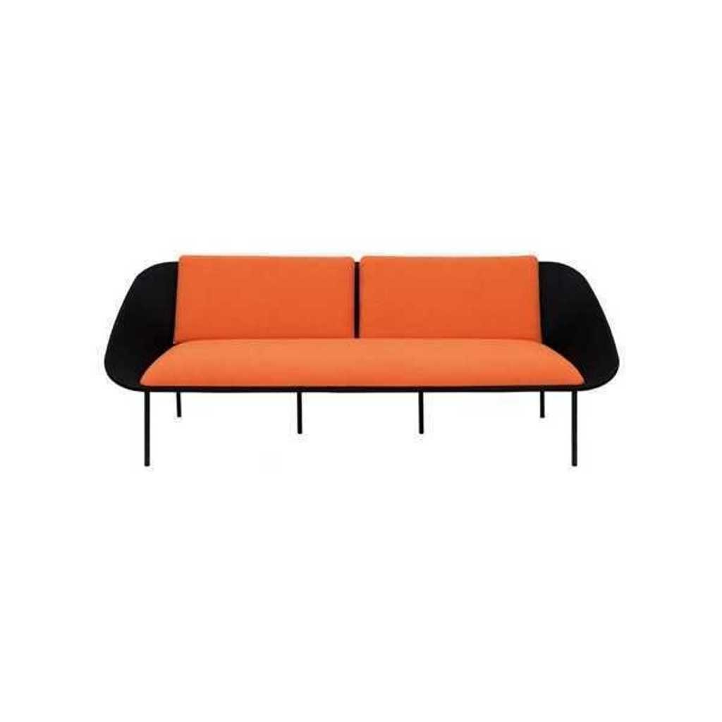 JVmoebel 3-Sitzer Schwarz-Oranger Dreisitzer Luxus 3-Sitzer Polster Couch Textil 3-er, 1 Teile, Made in Europa