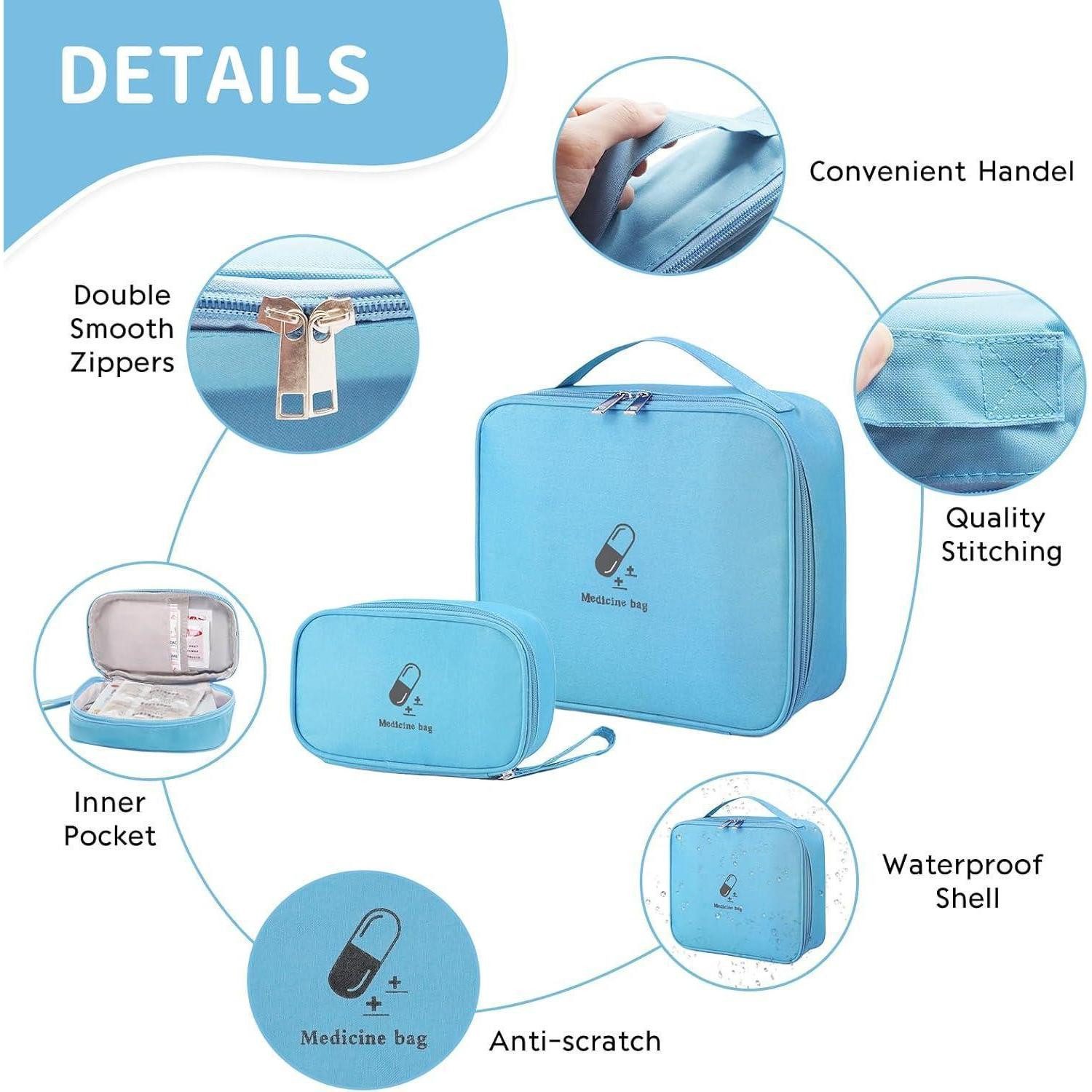 LuxusKollektion Erste-Hilfe-Set 2er-Set Wasserfeste Reiseapotheke Tasche für Medikamente