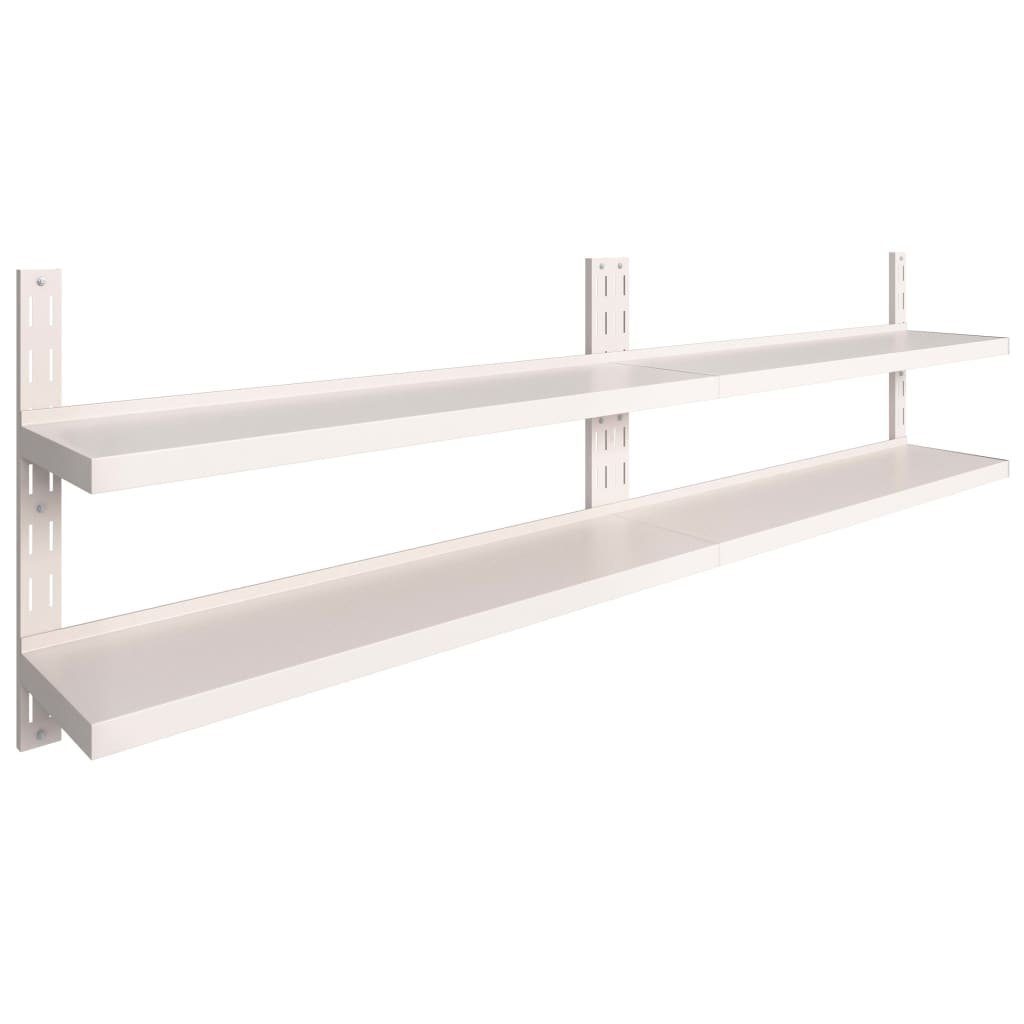 furnicato Wandregal Schweberegale mit 2 Böden 2 Stk. Edelstahl 300x30 cm, 1-tlg.