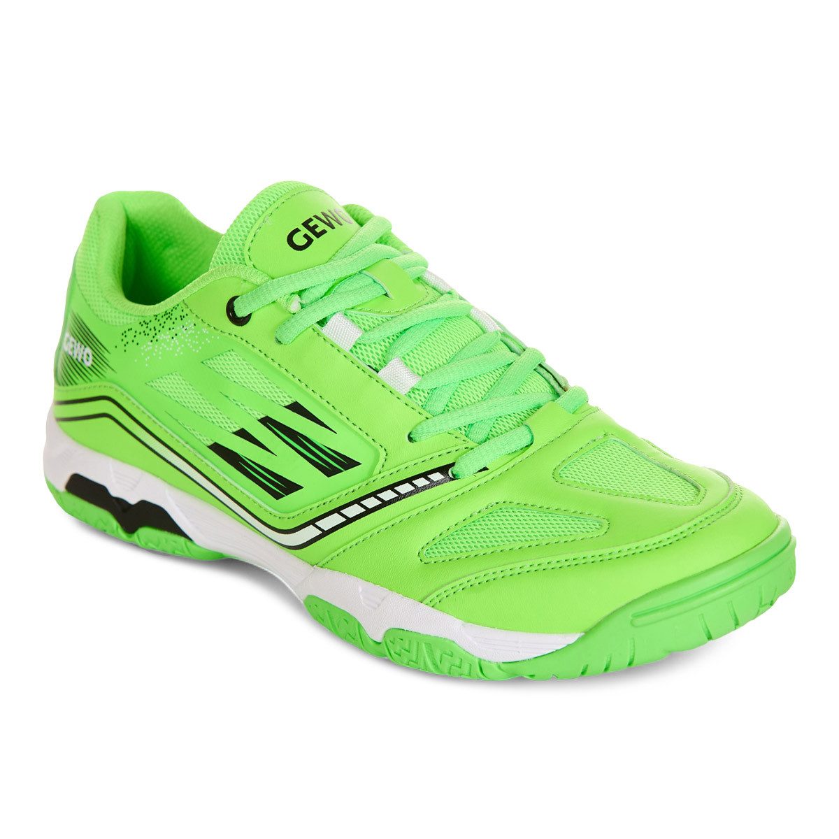 Gewo Tischtennis Schuh Flex Force Pro, Indoor Hallenschuh, lime-schwarz Trainingsschuh Tischtennis Schuhe Herren Damen