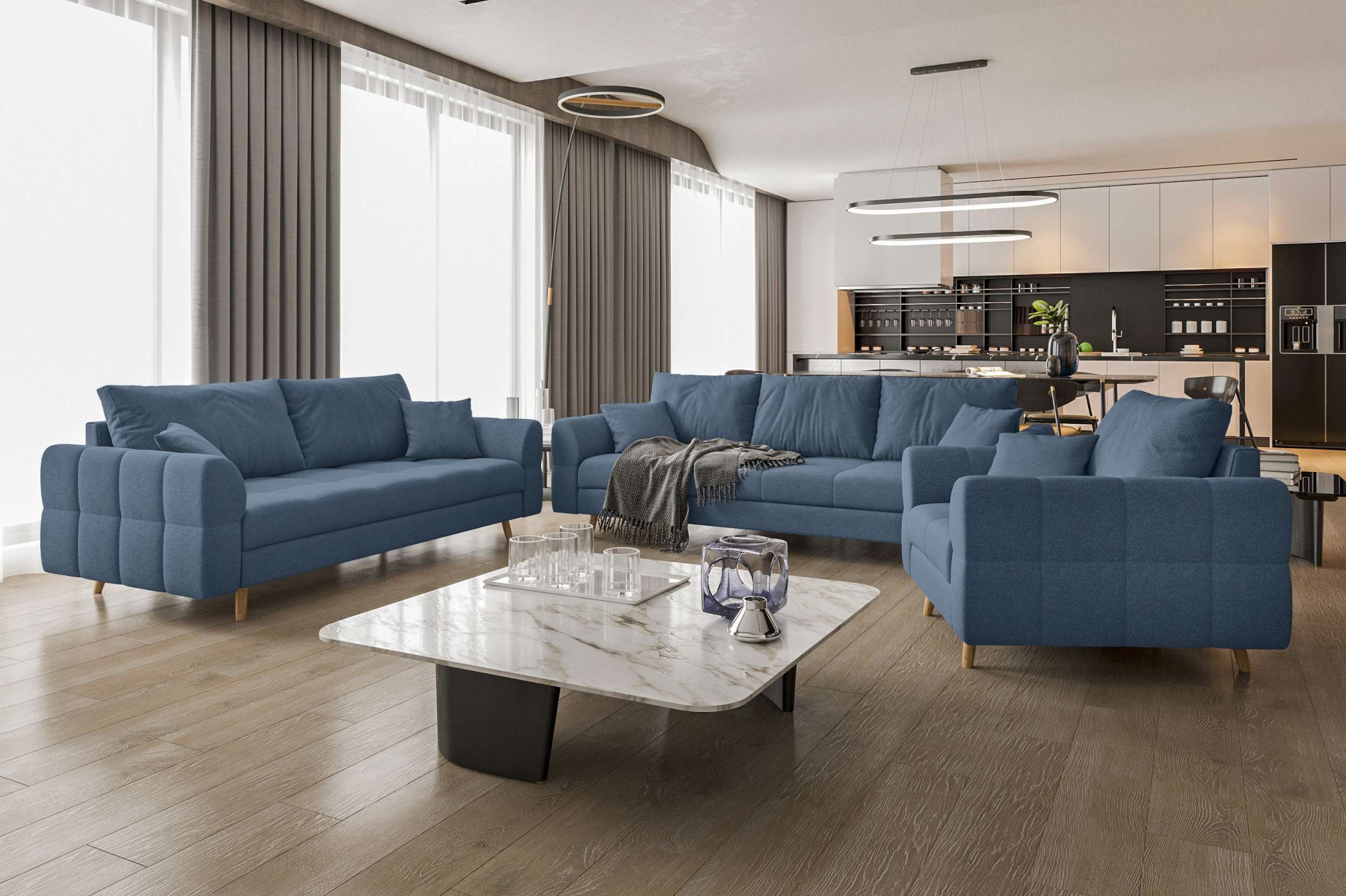 99rooms Polstergarnitur Bello, (Couchgarnitur, Set (3-tlg), bestehend aus 3 günstig online kaufen