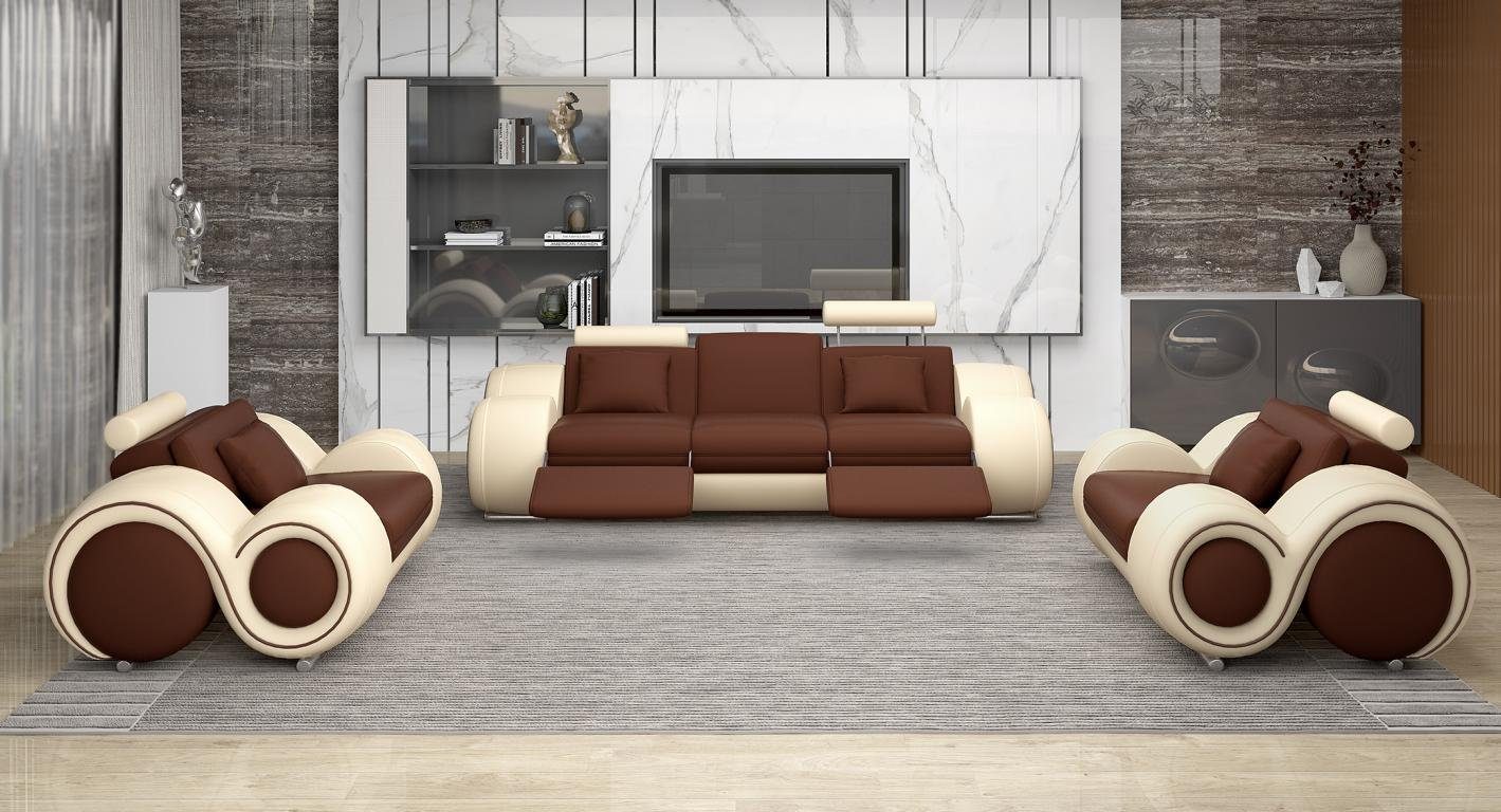 JVmoebel Sofa Sofagarnitur Design Couch Polster Leder Made 3+2 Wohnzimmer, Sofa in Europe Set