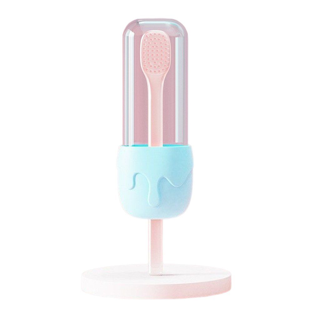 Blusmart Zahnbürstenpinsel Doppelseitige Baby-Zahnbürste, Zahnbürstenpinsel Flüssiges Milchzähne, blue Silikon