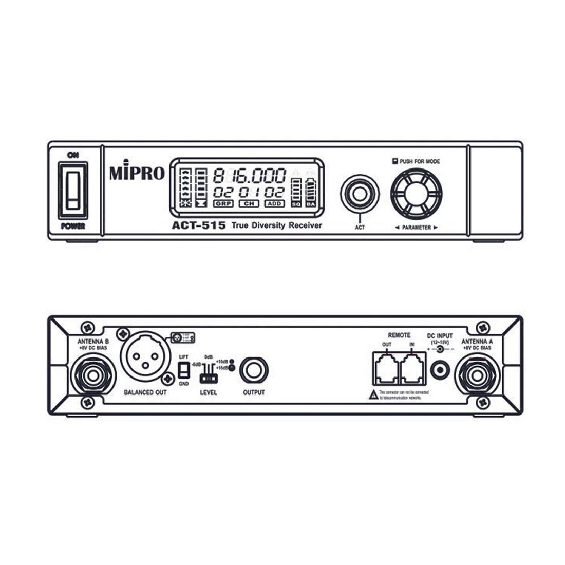 Mipro Audio Mikrofon Mipro ACT-515 Empfänger mit Handsender 823-832 MHz