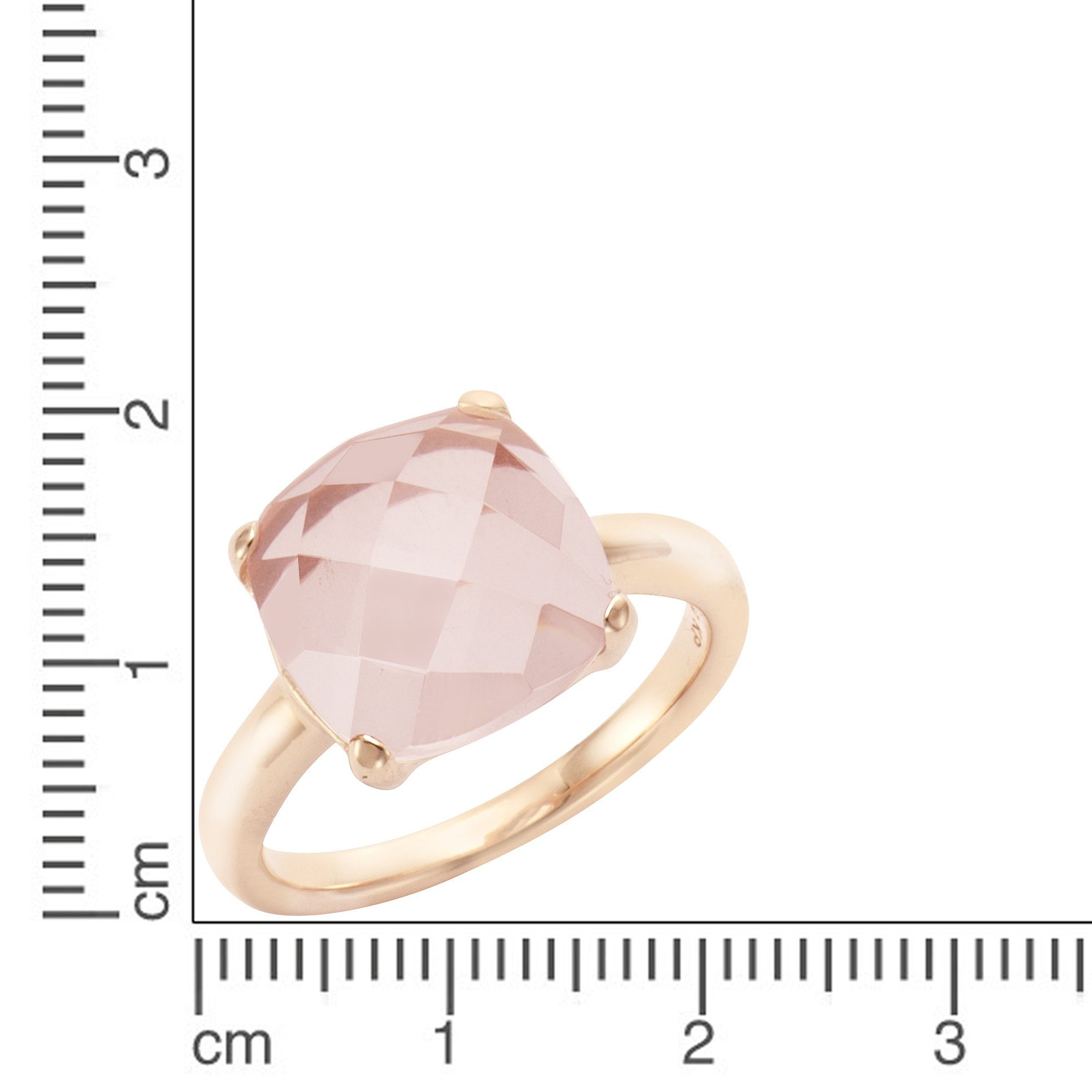 Jamelli Fingerring Silber 925 rosé-vergoldet mit echtem Rosenquarz 12mm günstig online kaufen