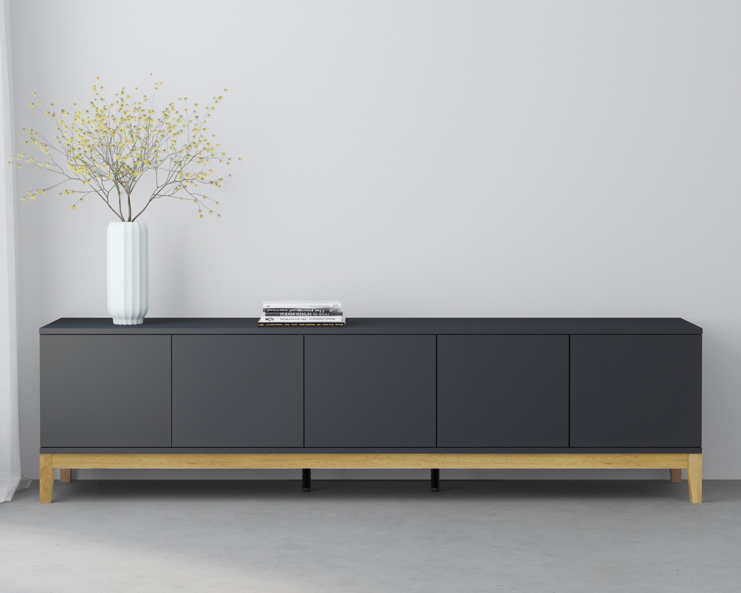 OTTO home Lowboard Maryd, TV-Kommode mit Kabeldurchführung, Push-to-Open Funktion, Breite 200 cm