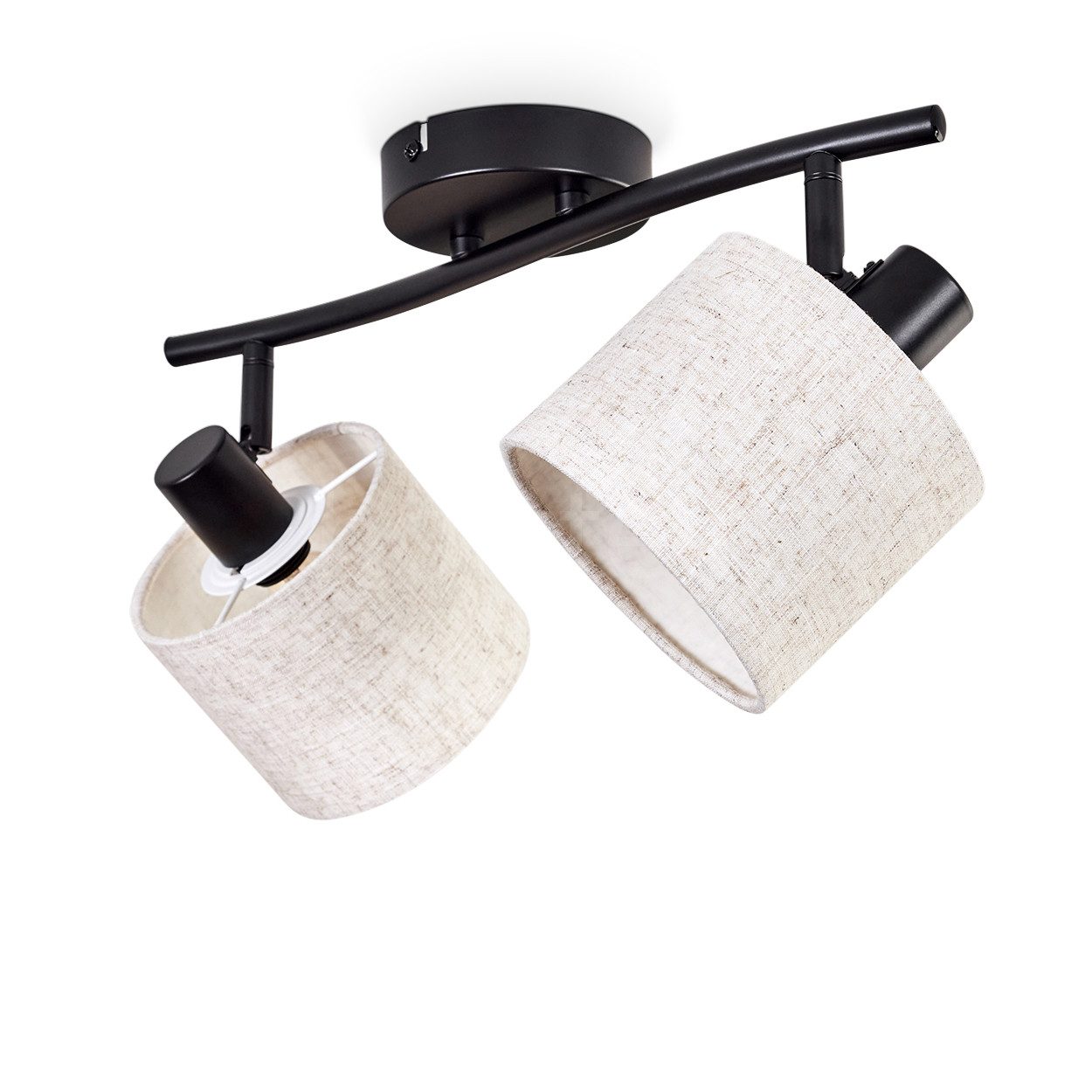 hofstein Deckenleuchte moderne Deckenlampe aus Metall/Stoff in Schwarz/Beig günstig online kaufen