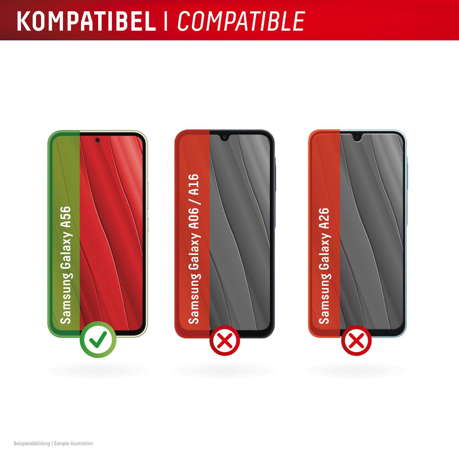 Displex Displayschutzglas Real Glass Screen Protector für Samsung Galaxy A56, Displayschutzfolie, Schutzfolie, Bildschirmschutz, kratz- & stoßfest – Bild 4 von 5