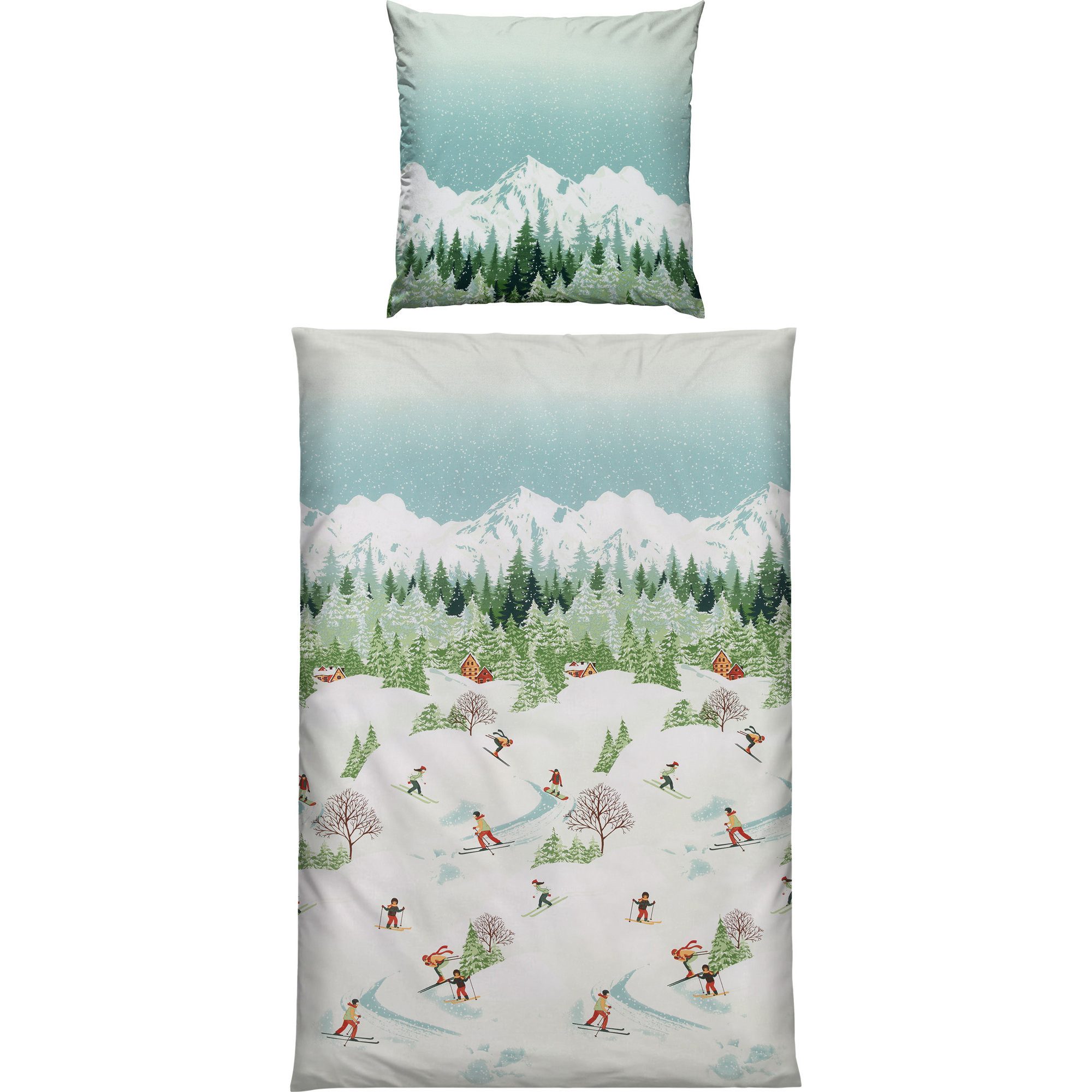 Erwin Müller Bettwäsche Bettwäsche, Biber, Edelflanell Motiv Berglandschaft günstig online kaufen