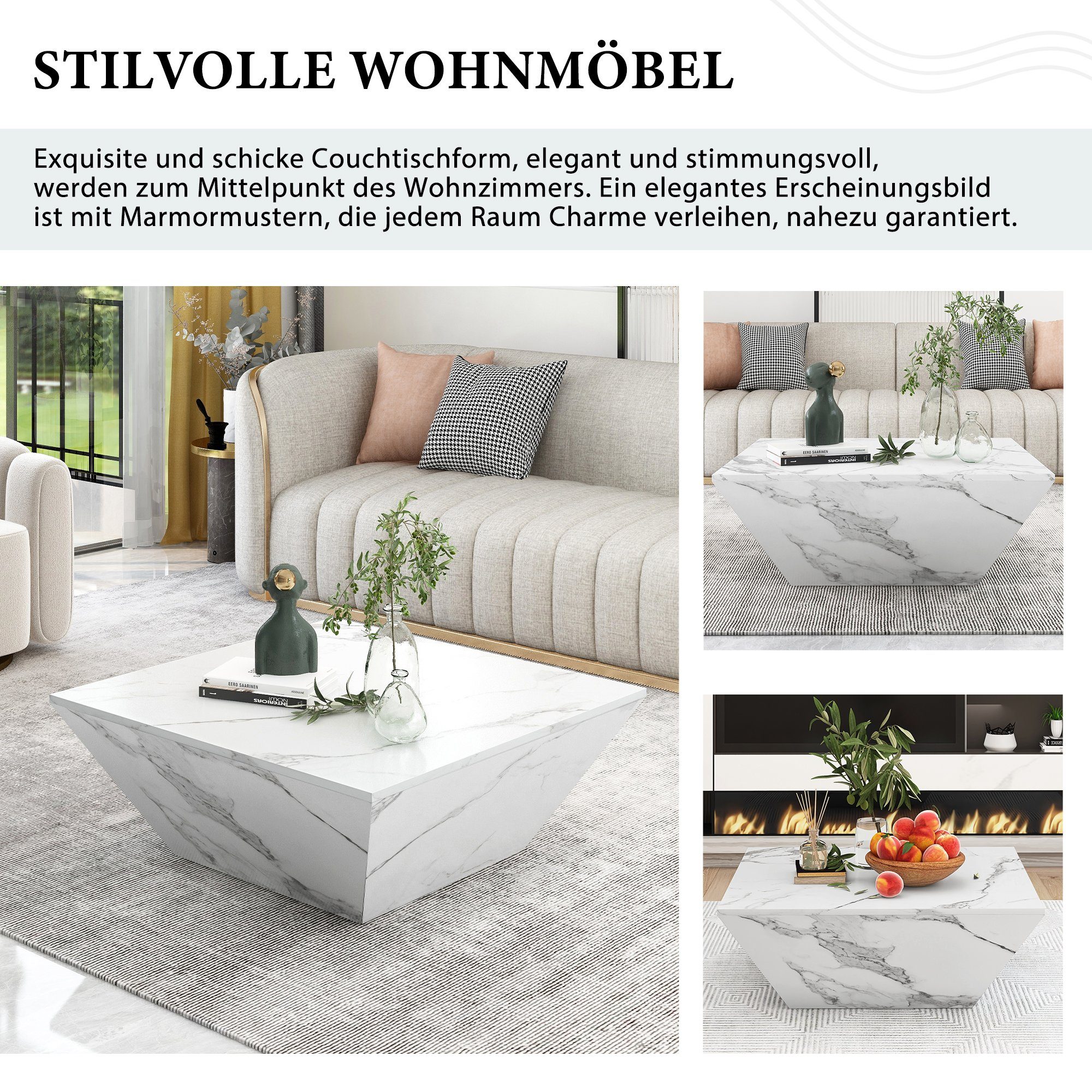 & SPLOE Durable Easy Stabil to Clean and 70*70*37cm, Design Unique (Easy und Couchtisch Wohnzimmertisch Suitable Couchtisch, Speicherkapazität), Clean Long-lasting Schublade HAUSS to Size solide Kaffeetisch