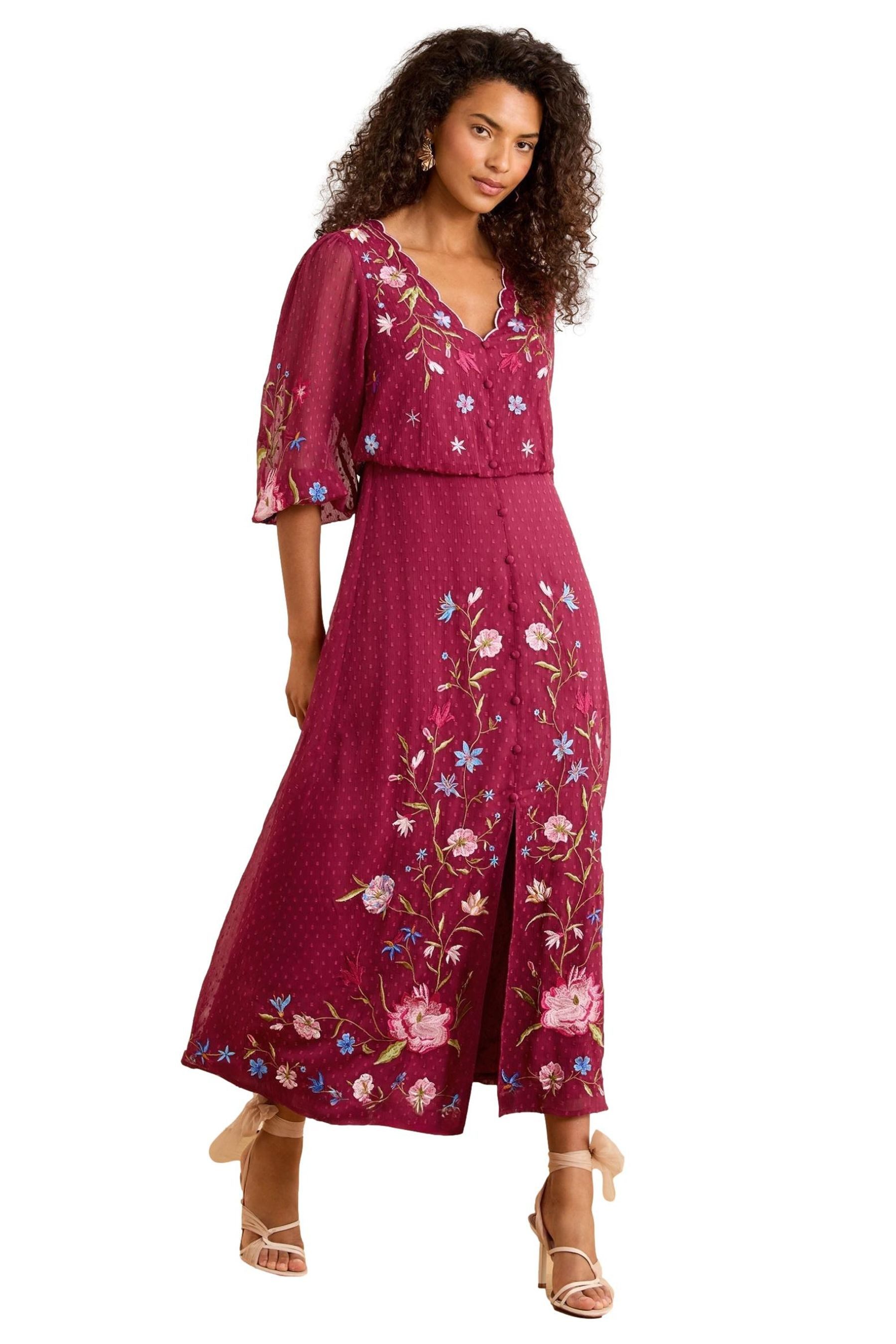 Love & Roses Midikleid Love & Roses Midikleid mit 3/4-Puffärmeln, Regular (1-tlg)