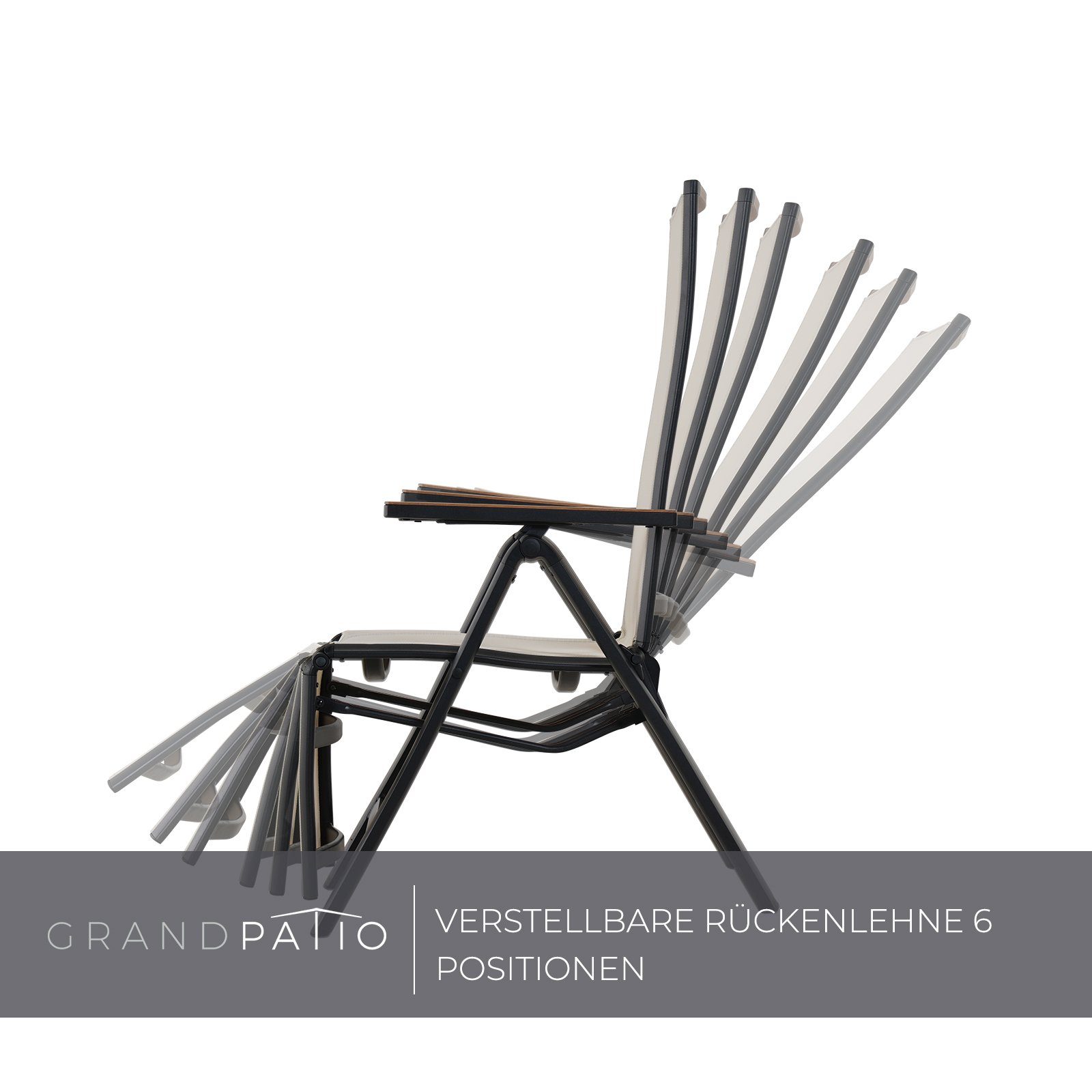 Grand patio Gartenliege verstellbare Liegestuhl, verstellbar, aus Rückenlehne Beige Rückenlehne 6-fach Aluminium