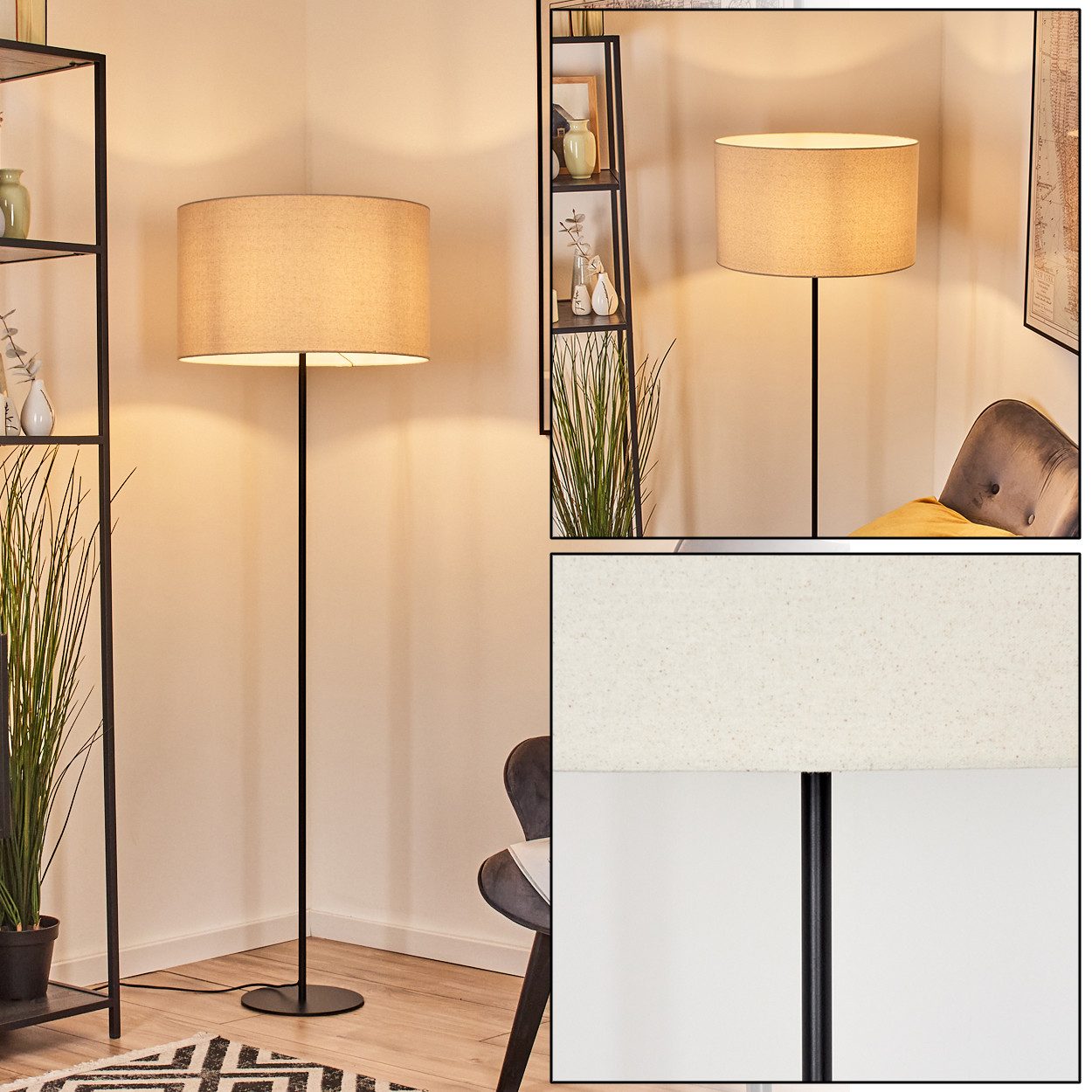 hofstein Stehlampe Stehlampe aus Metall im modernen Design mit Schirm aus S günstig online kaufen