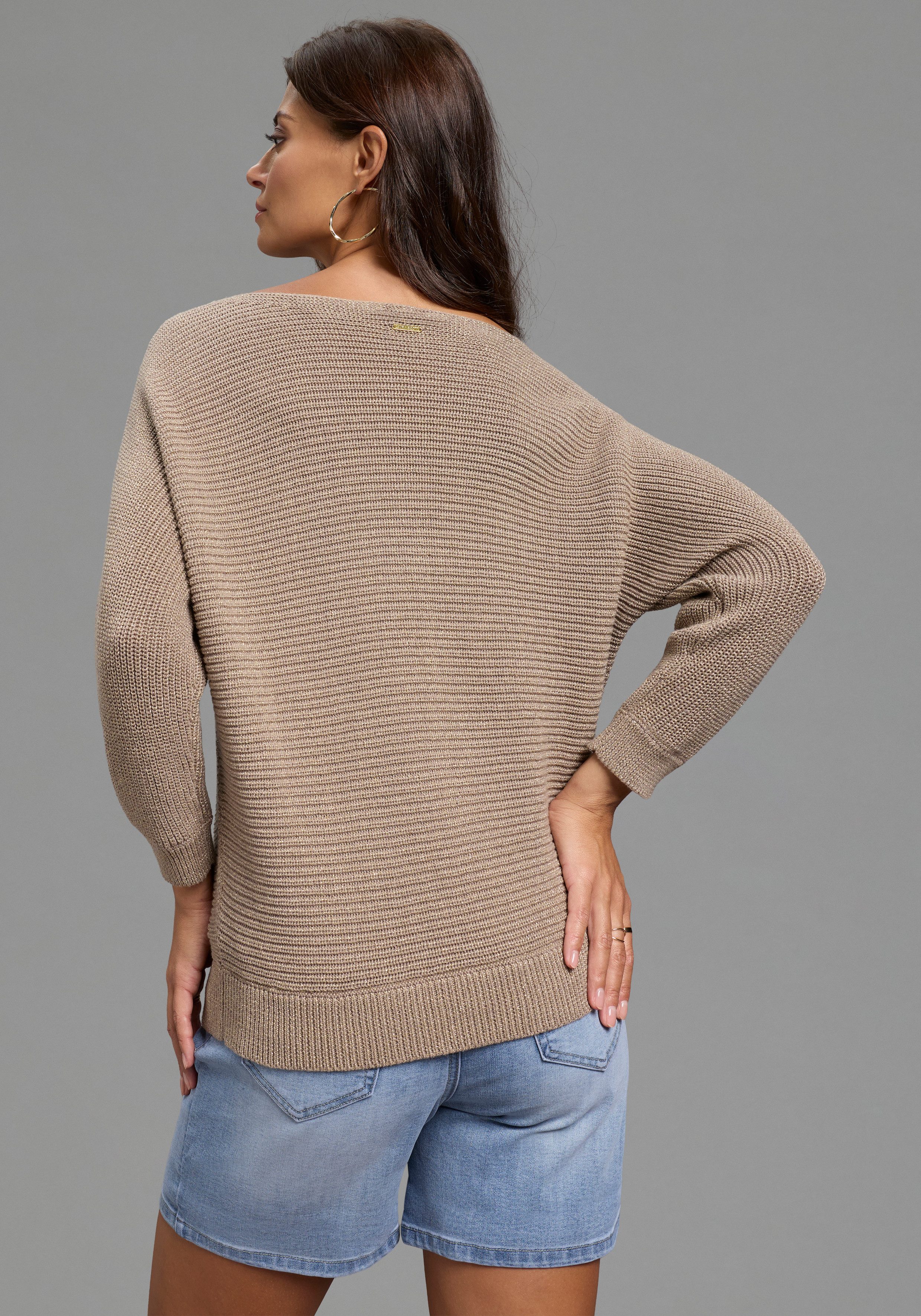Laura Scott 3/4 Arm-Pullover im sommerlichen Look mit Glitzergarn und in lässigem Schnitt
