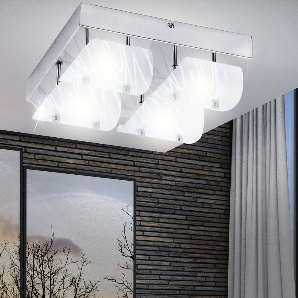 etc-shop LED Wandleuchte, Leuchtmittel inklusive, Warmweiß, Decken Leuchte Glas Wohn Zimmer Beleuchtung Strahler-