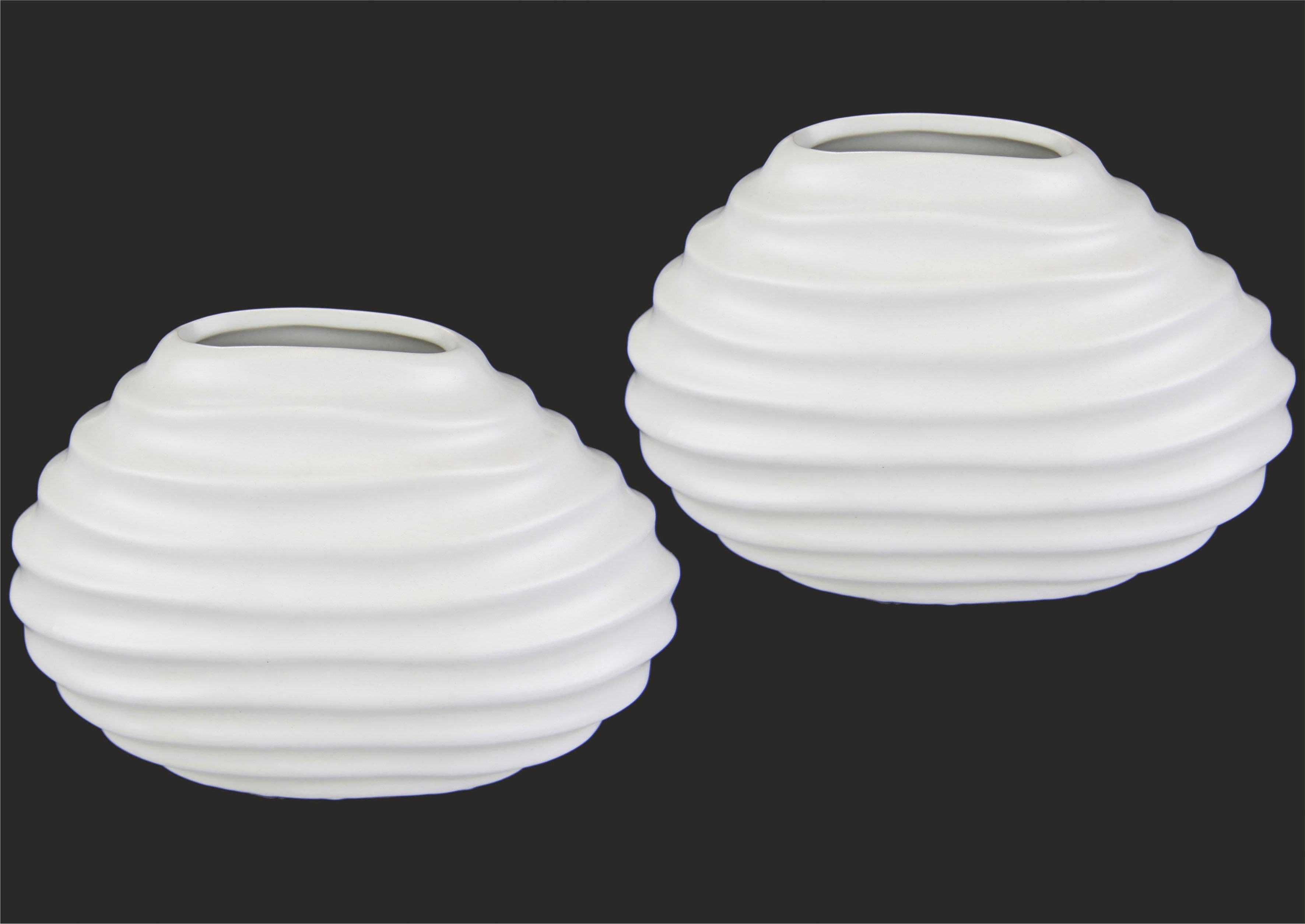 I.GE.A. Dekovase Keramik-Vase, 2er Set Kleine Vase Weiß Modern Keramik Tisch Küche Büro Pampasgras creme