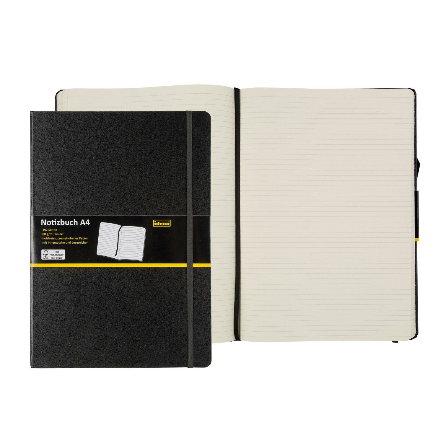 Idena Notizbuch Idena Notizbuch 80g/m² liniert schwarz DIN A4 192 Seiten