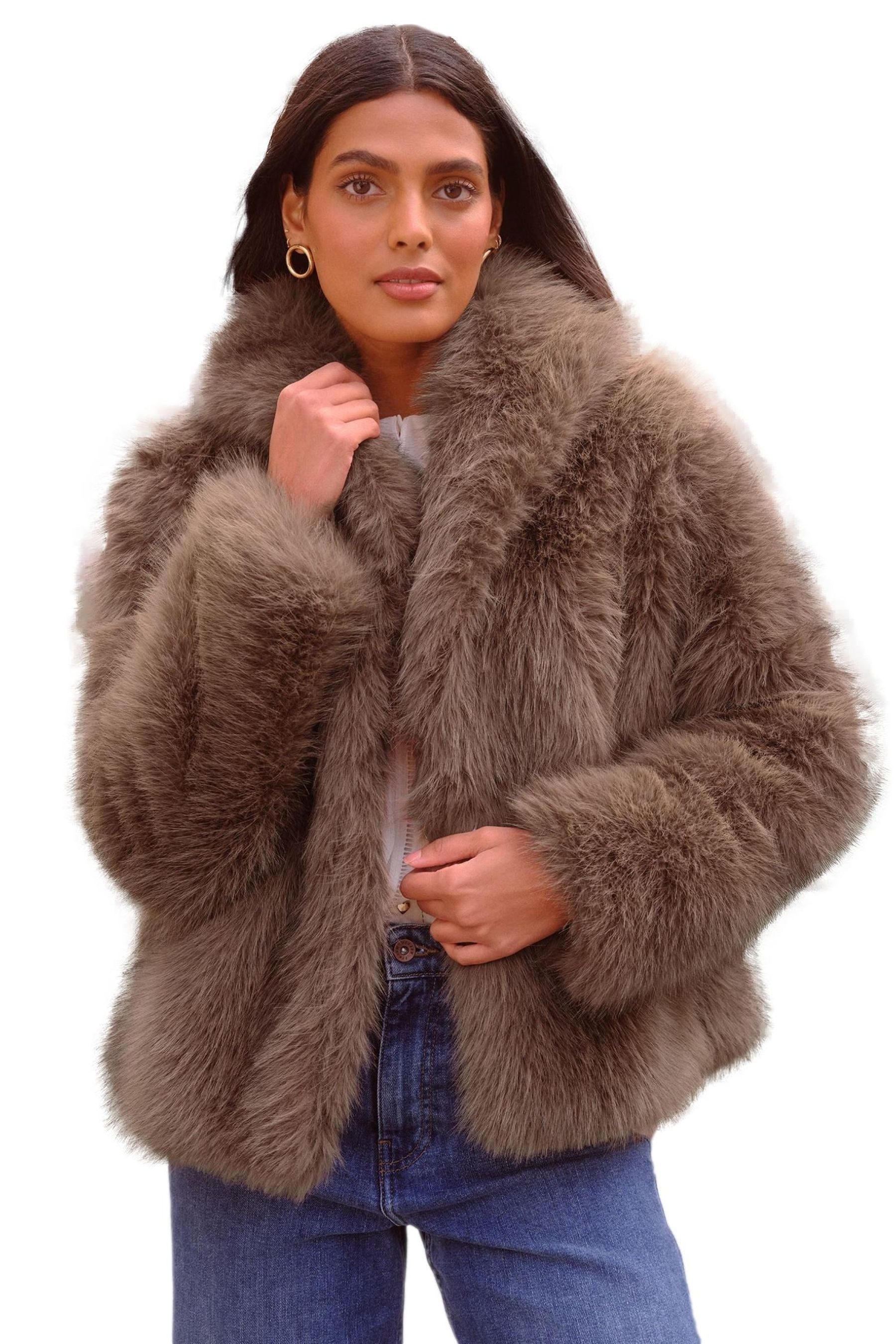 Love & Roses Fellimitatmantel Love & Roses Kunstfellmantel mit Schalkragen günstig online kaufen