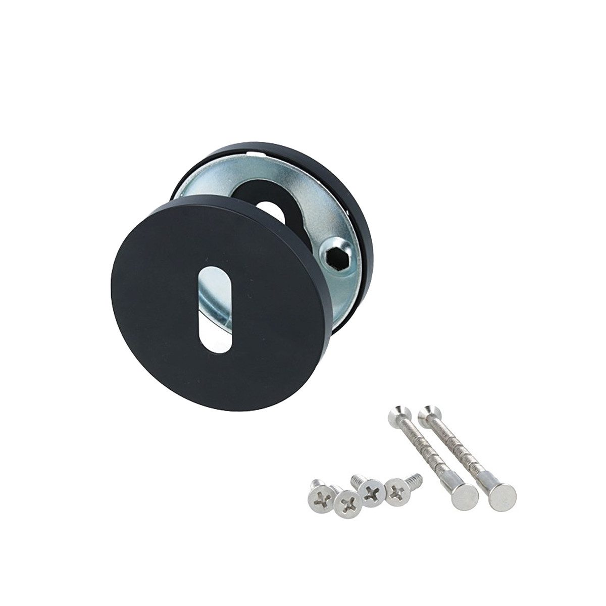 MS Beschläge Türbeschlag Schwarzes Rosettenpaar - Edelstahl Türrosetten, Design-Rosetten Ø 53mm - Buntbart