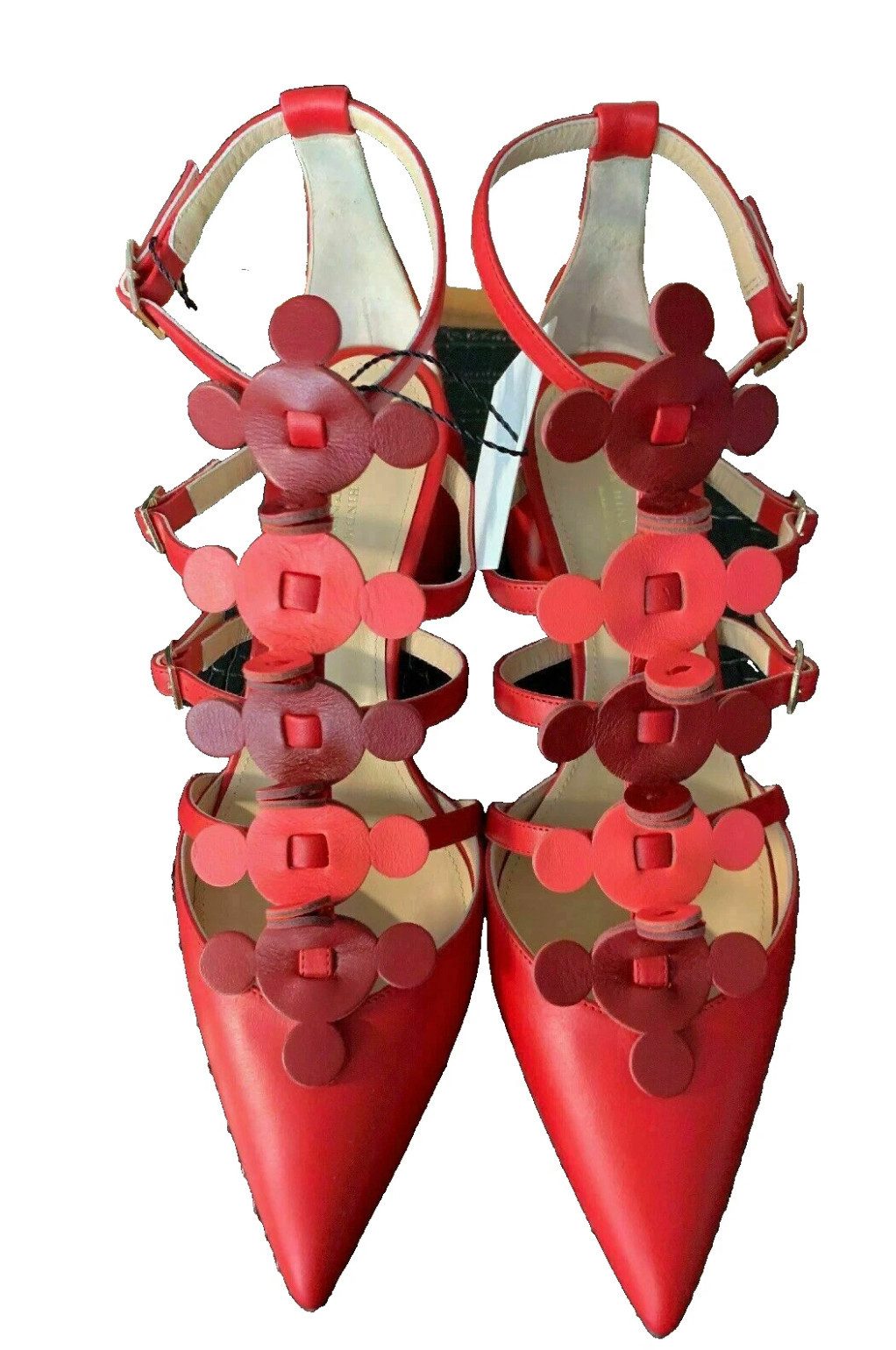 Anya Hindmarch Pointy 55 Pump Sandalen Sling Back Apex – Rot, Leder, Made in Italy Pumps Dreifache Riemchen mit verstellbaren Dornschließen