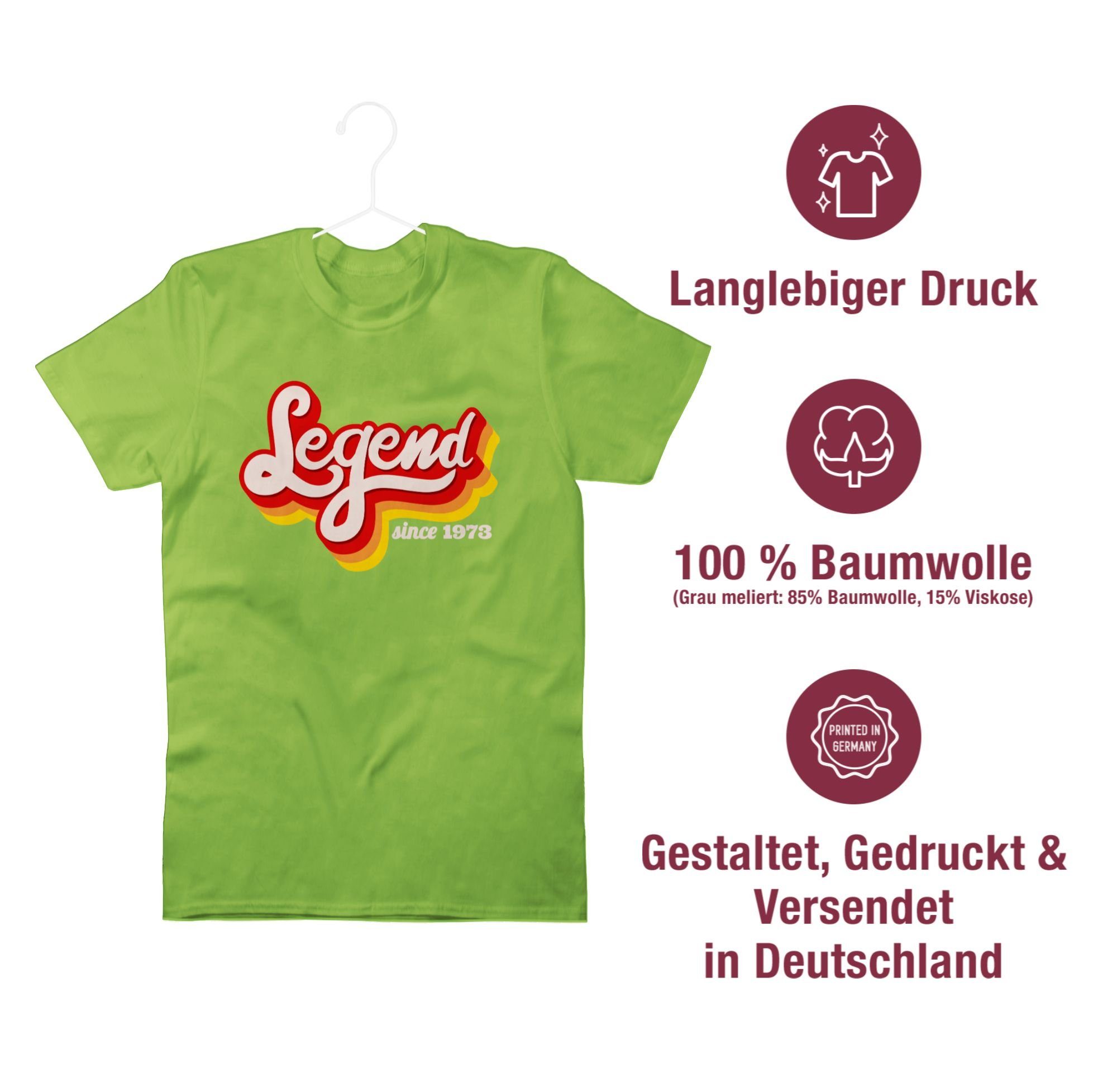 Fünfzig 1973 T-Shirt 50. Legend 3 since Geburtstag Shirtracer Retro Hellgrün