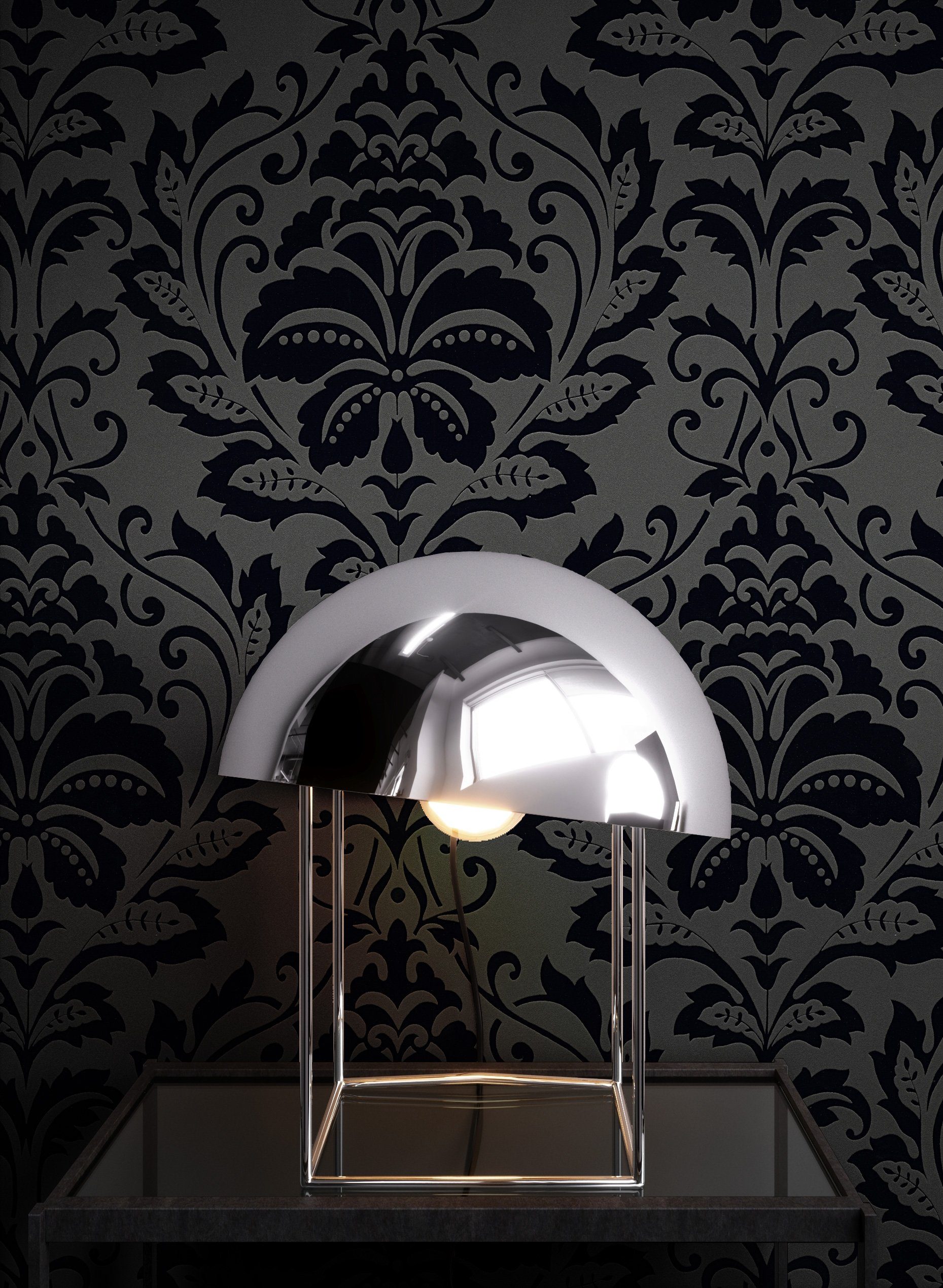 Newroom Vliestapete, Schwarz Tapete Barock Ornament - Barocktapete Glamour Modern Muster für Wohnzimmer Schlafzimmer Flur