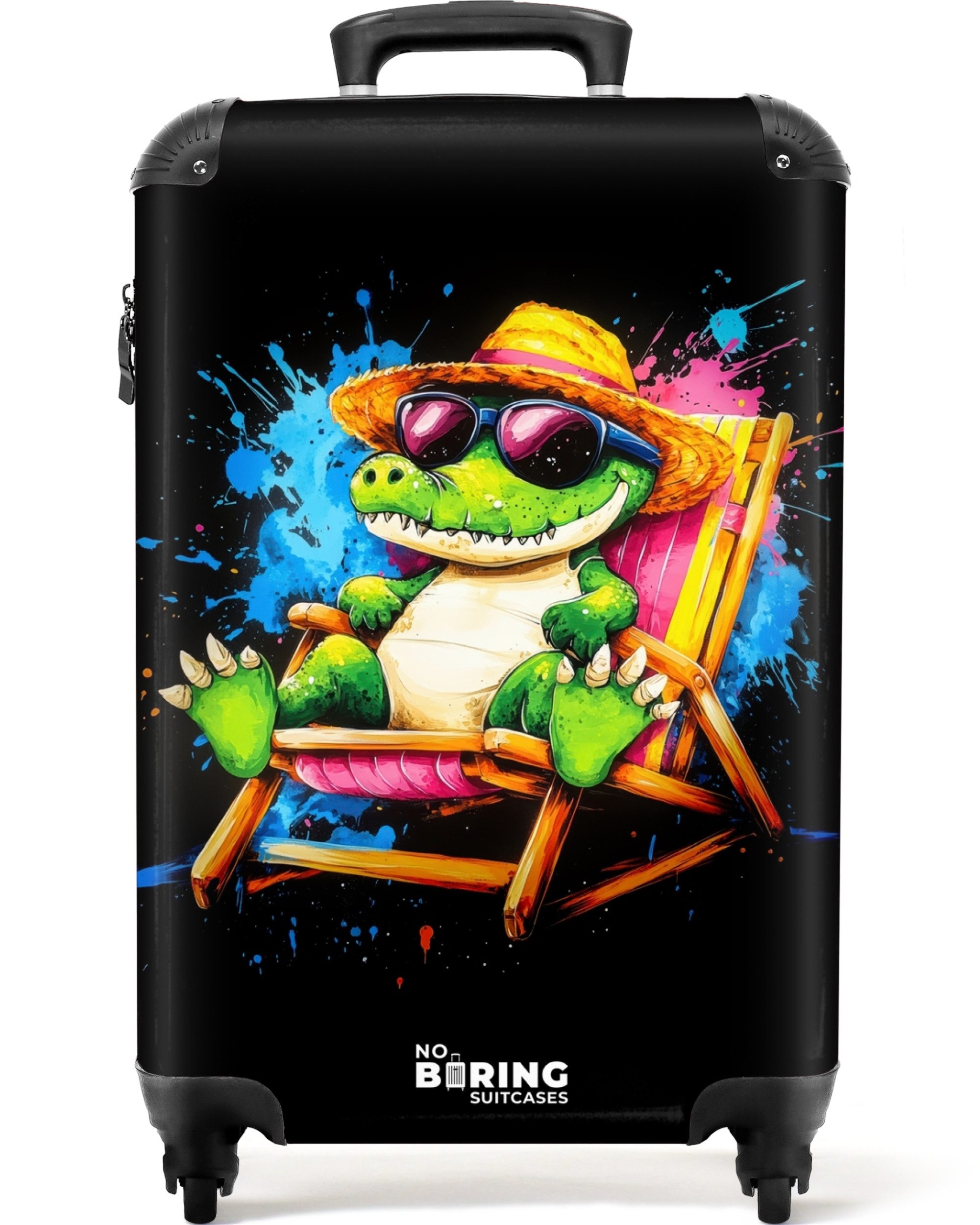 NoBoringSuitcases.com© Hartschalen-Trolley Sommerkrokodil mit Graffiti 55x3 günstig online kaufen