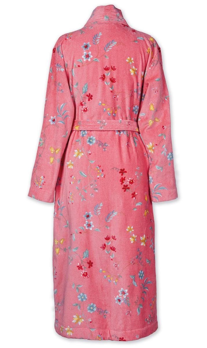 PiP Studio Bademantel Les Fleurs Bathrobe Pink Xxl Rosa 100% Cotton, terry velour, 380, Bademantel Damen und Herren Morgenmantel Frottee