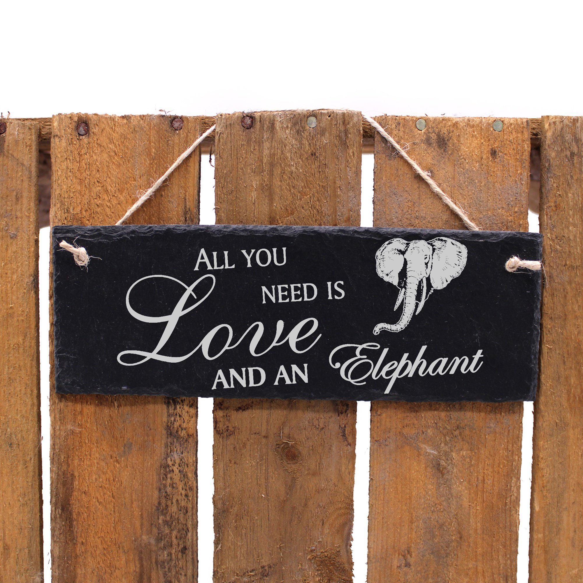 22x8cm Elephant Hängedekoration All is need Love and Dekolando Elefant an Kopf you